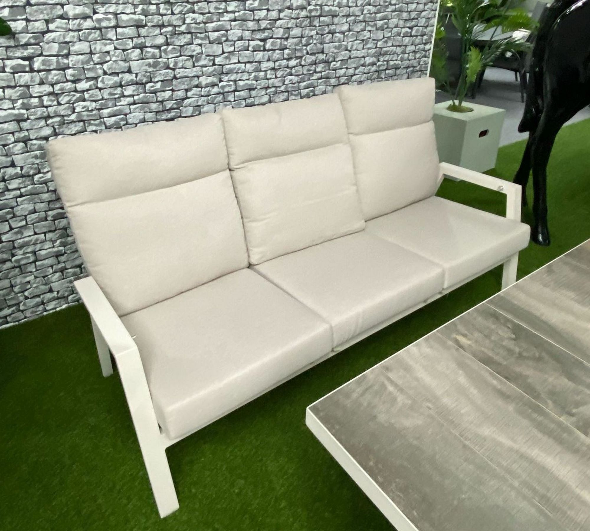 Lesli Living Gartenlounge-Bank Lesli Living 2er Loungesofa "Ohio Crema" beige-grau