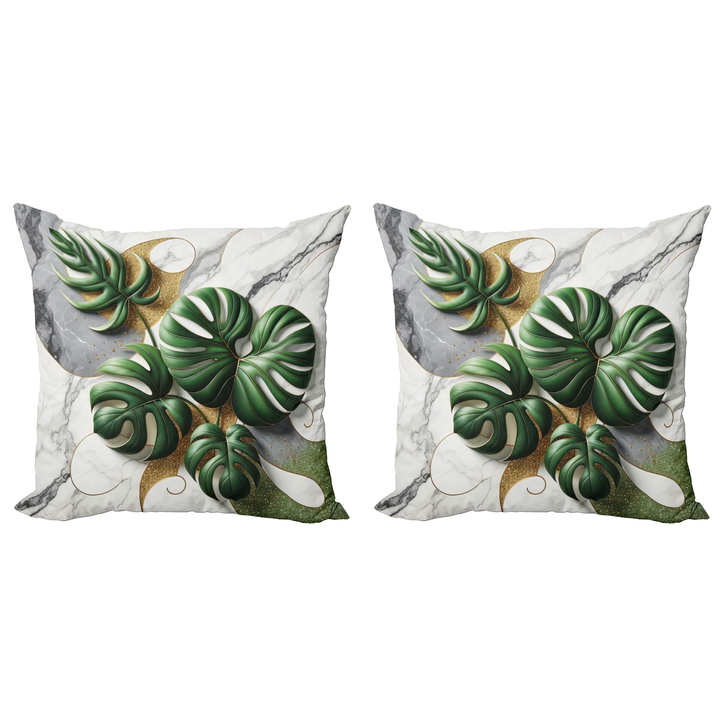 Abakuhaus Подушкиbezüge Modern Accent Doppelseitiger Digitaldruck, (2 Stück), Monstera Abstrakter Marmor Winter