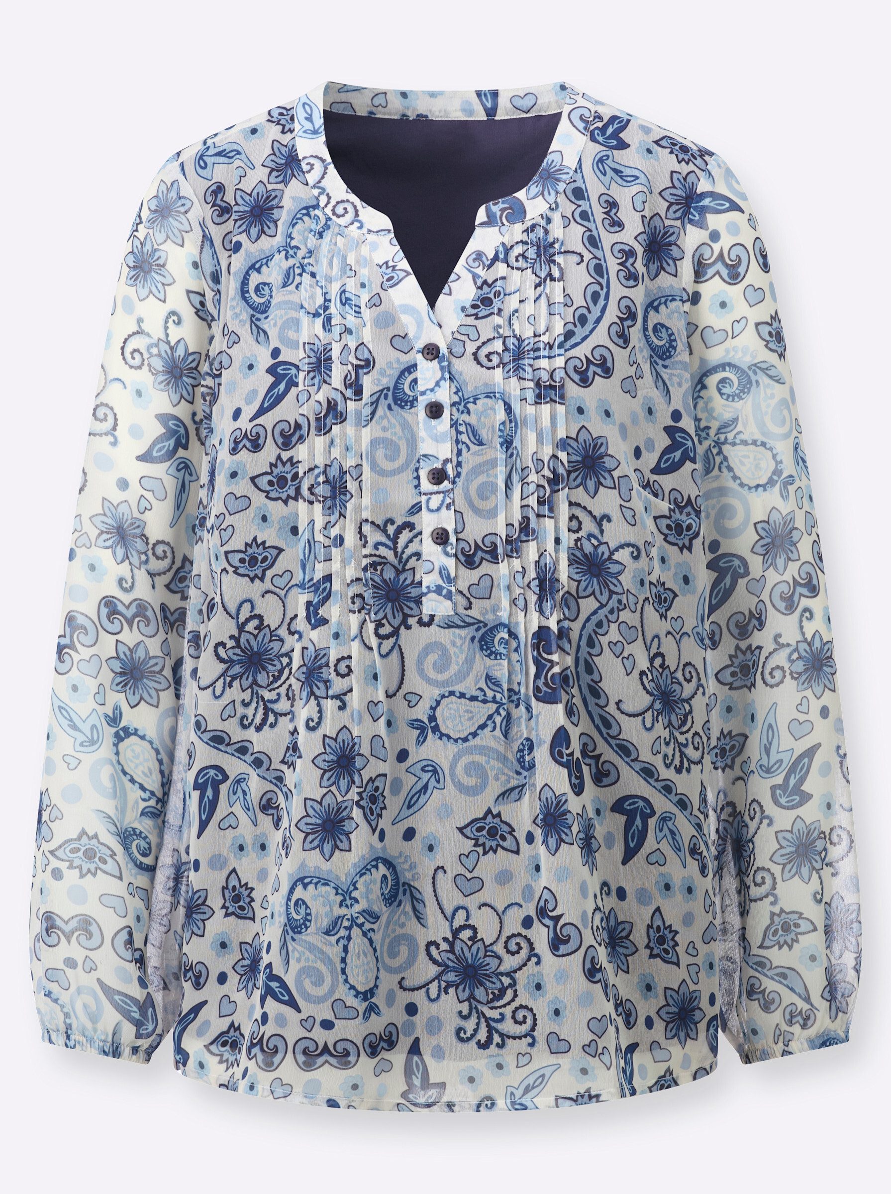 Klassische Bluse Druckbluse Langarm