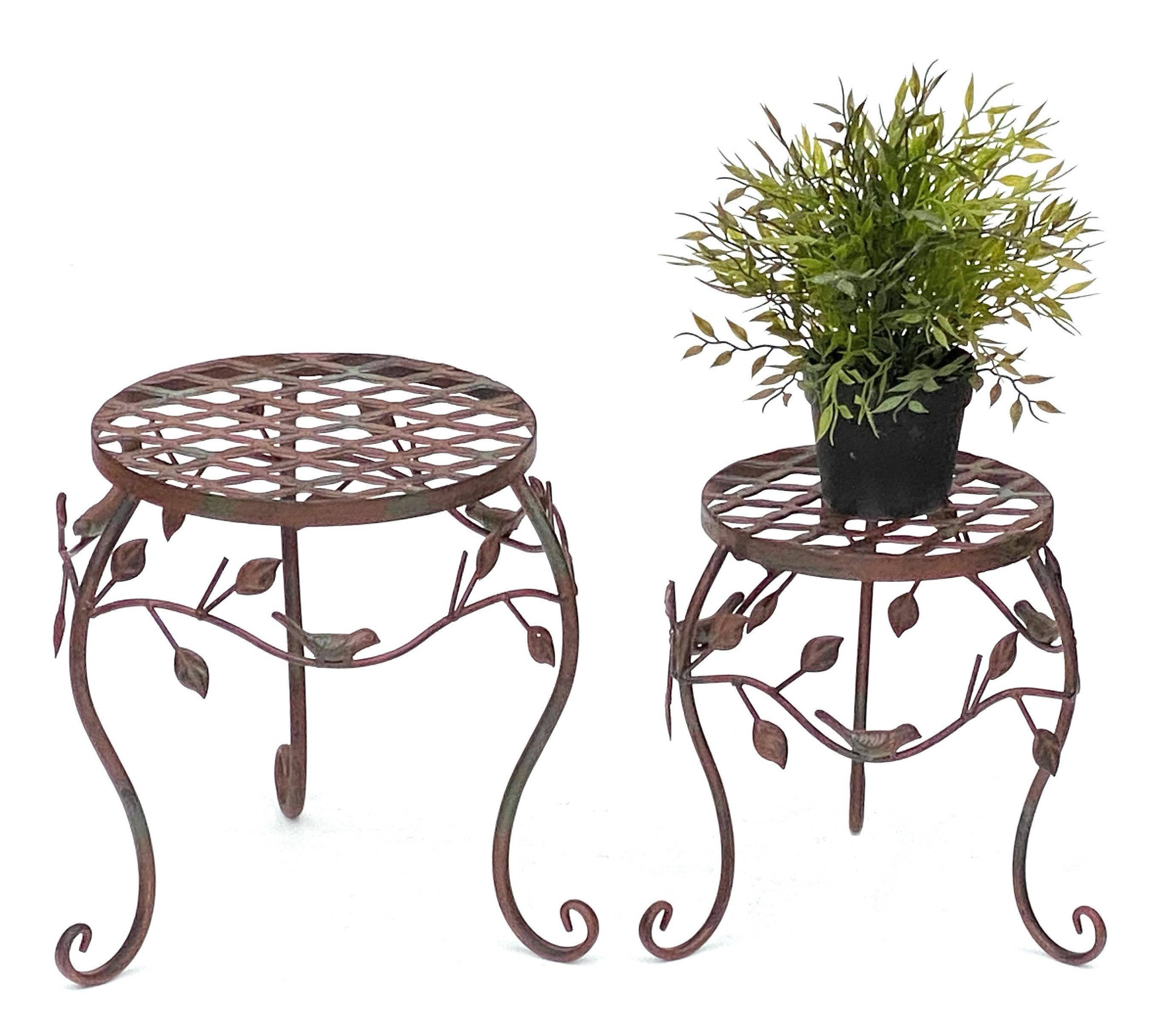 DanDiBo Blumenhocker Metall Braun 2er Set Blumenhocker Antik Pflanzenständer