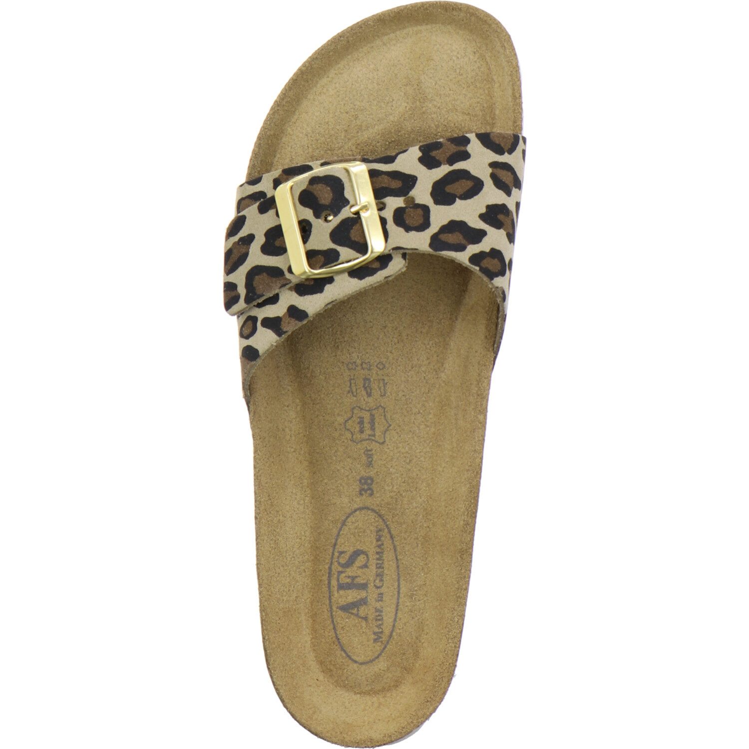 AFS-Schuhe 211298 Riemen Pantolette für Damen mit Fußbett, bequeme Sandalen aus Leder