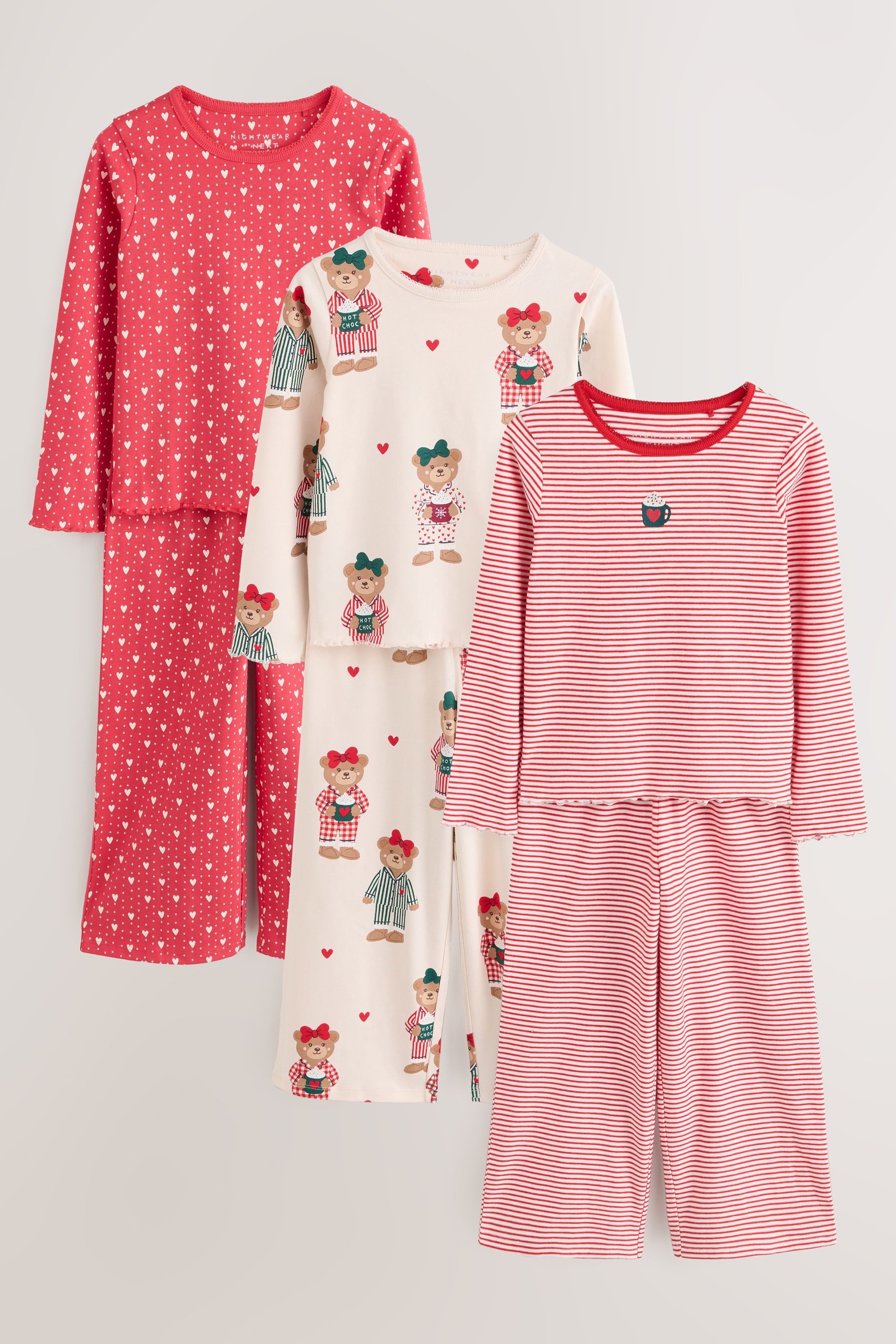 Next Pyjama Schlafanzug mit weitem Bein, 3er-Pack (6 tlg)