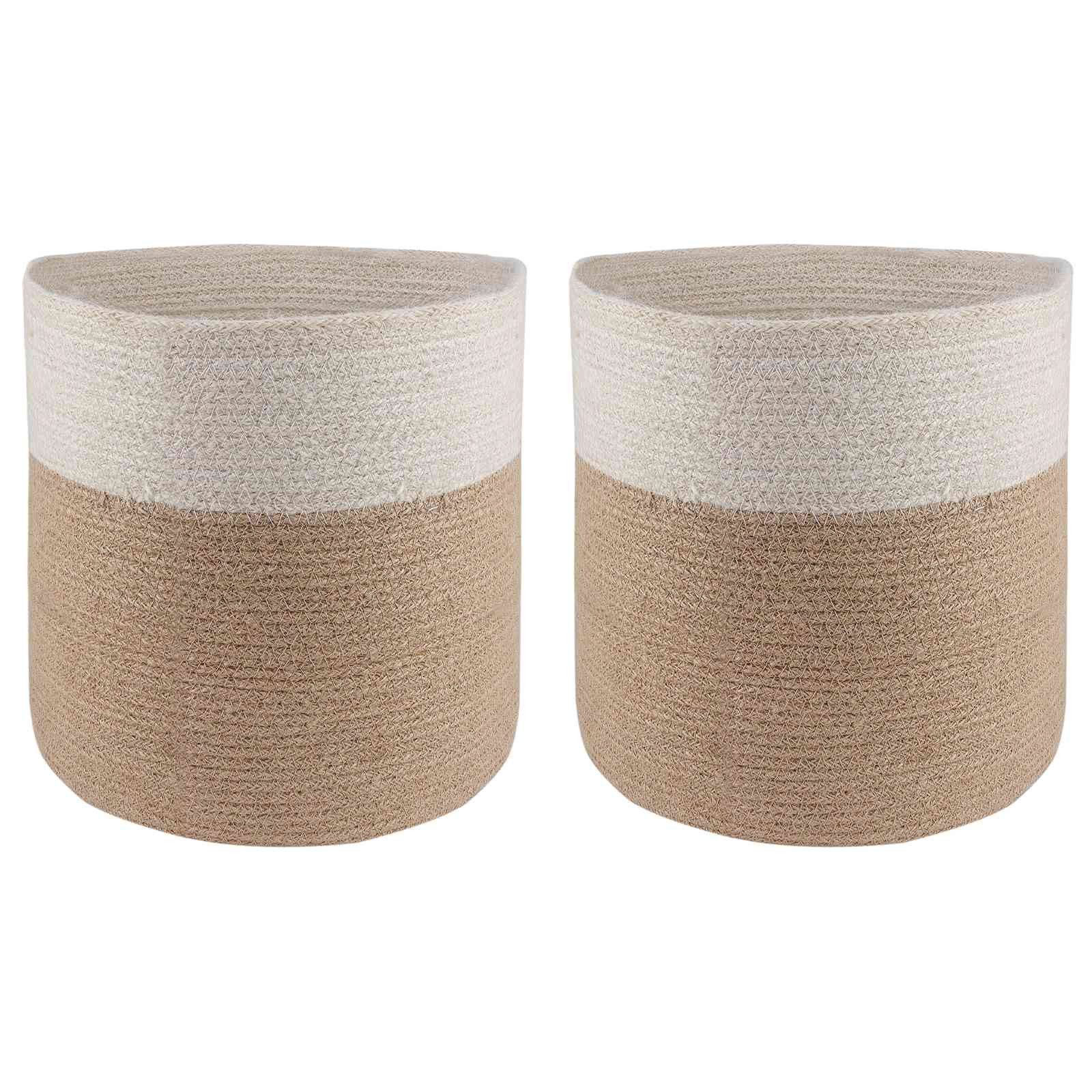 vidaXL Pflanztopfsatz 2 pcs Natürlich und Weiß Ø 28 x 28 cm (2 St)