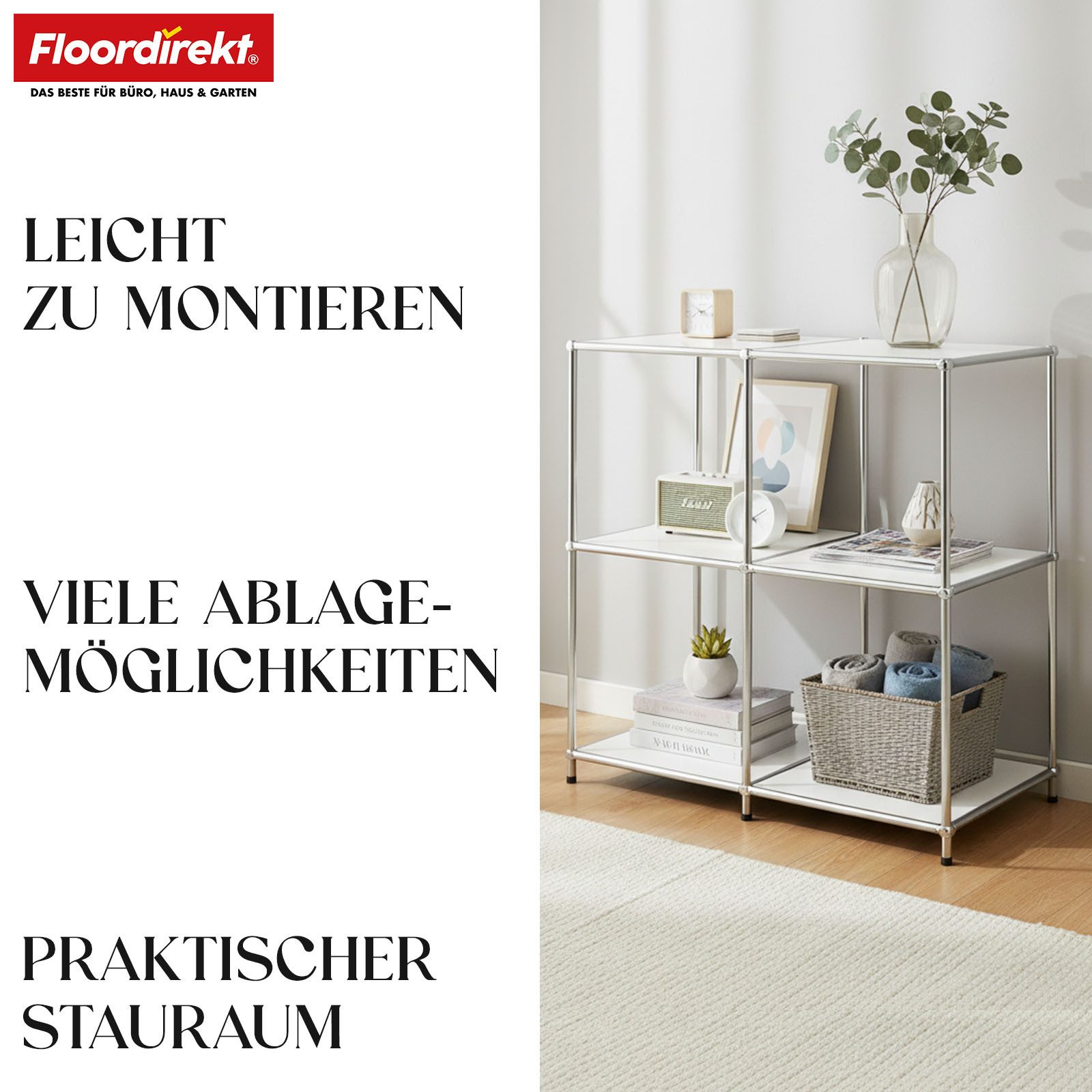 Floordirekt Sideboard Concept Epure MK-027 Metallregal, B78 × T40 × H82 cm, diverse Farben (modular, kratzfeste Pulverbeschichtung), offenes Ablageregal mit ver – Bild 4 von 5