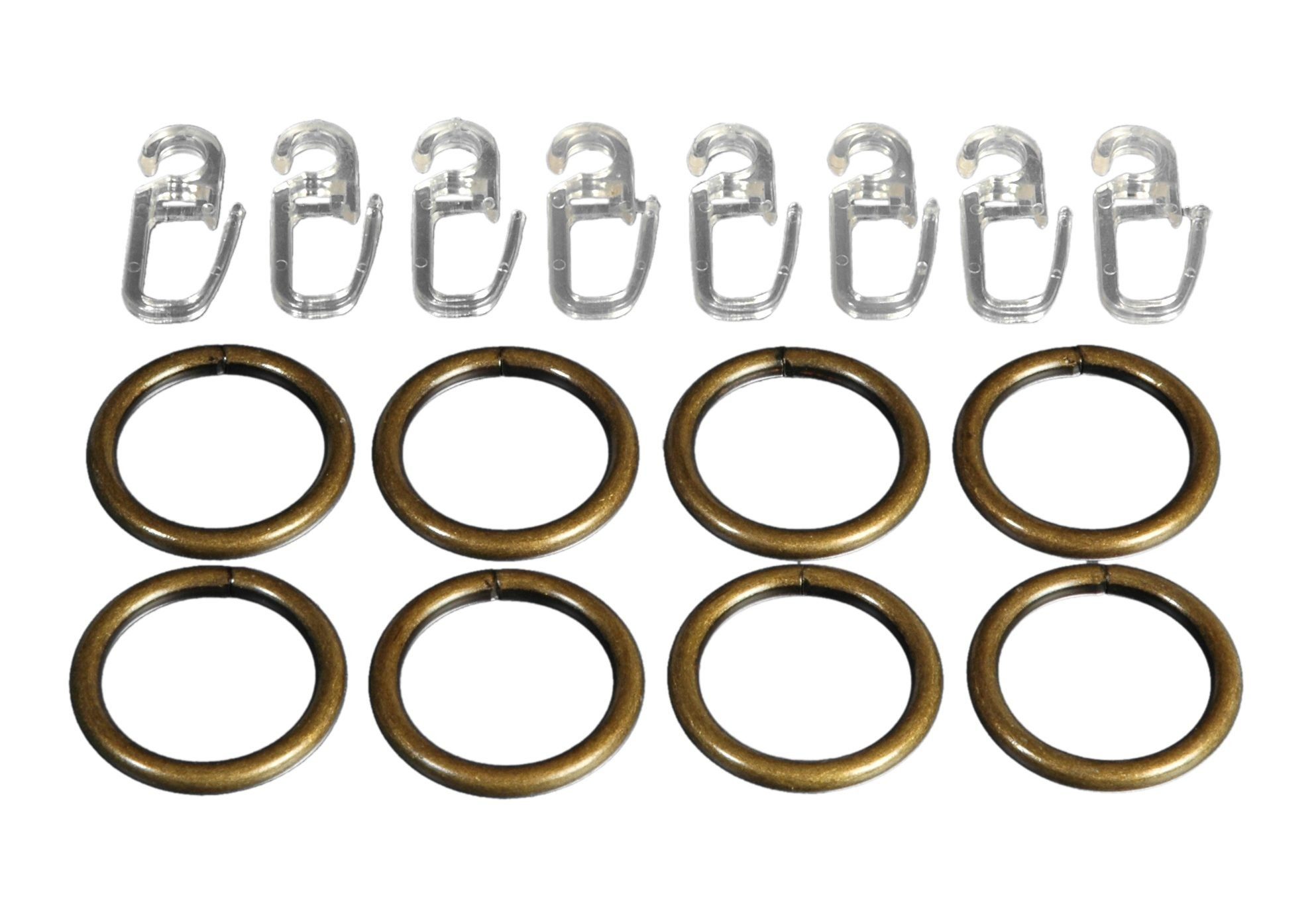 Liedeco Gardinenring, Gardinen, (Set, 8-St., mit Faltenlegehaken), für Gardinenstangen Ø 16 mm