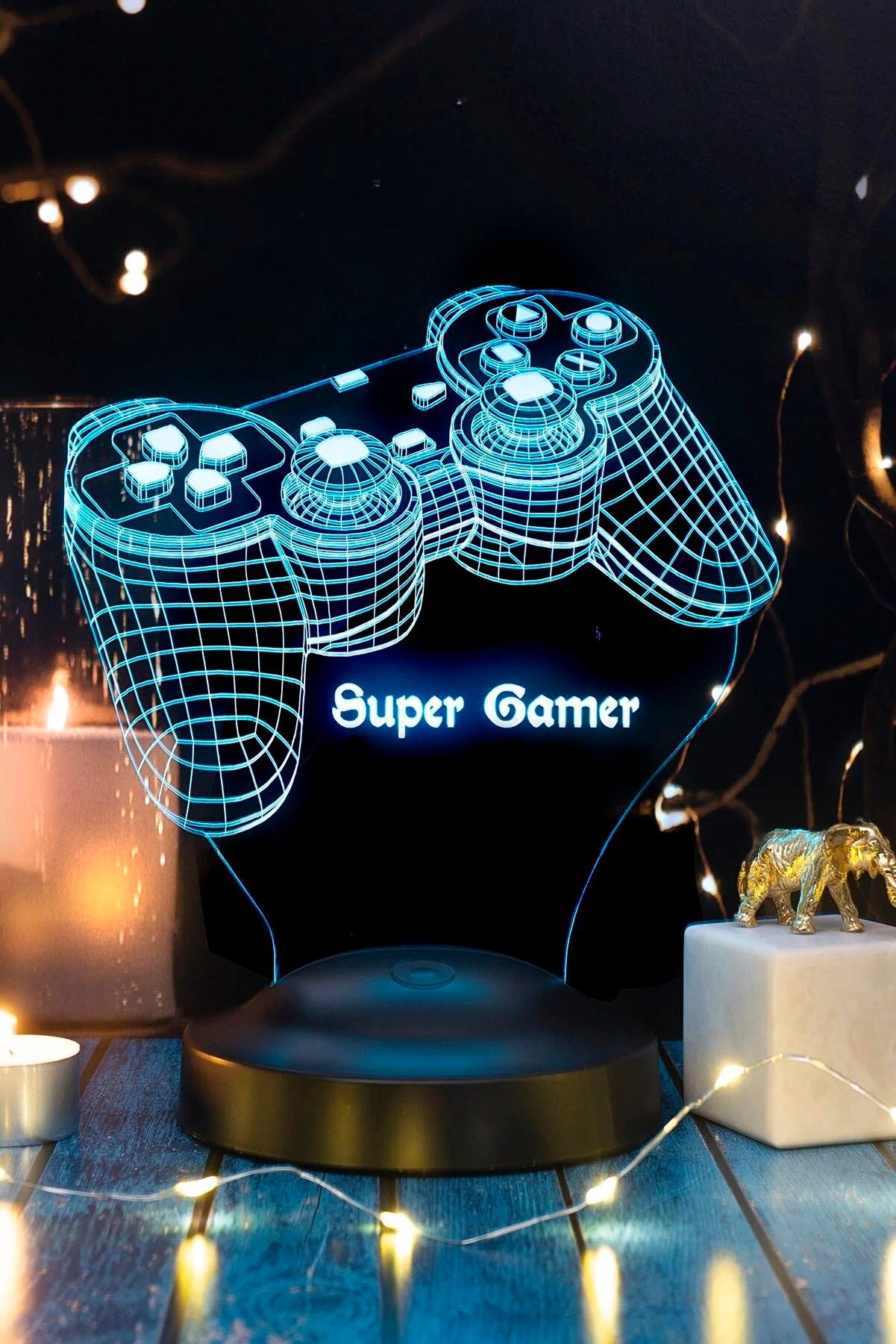 Geschenkelampe LED Nachttischlampe Spielkonsole Joystick 3D Gravur mehrfarbige Nachttischlampe, Leuchte 7 Farben fest integriert, Geburtstagsgeschenk für Freund – Bild 4 von 5