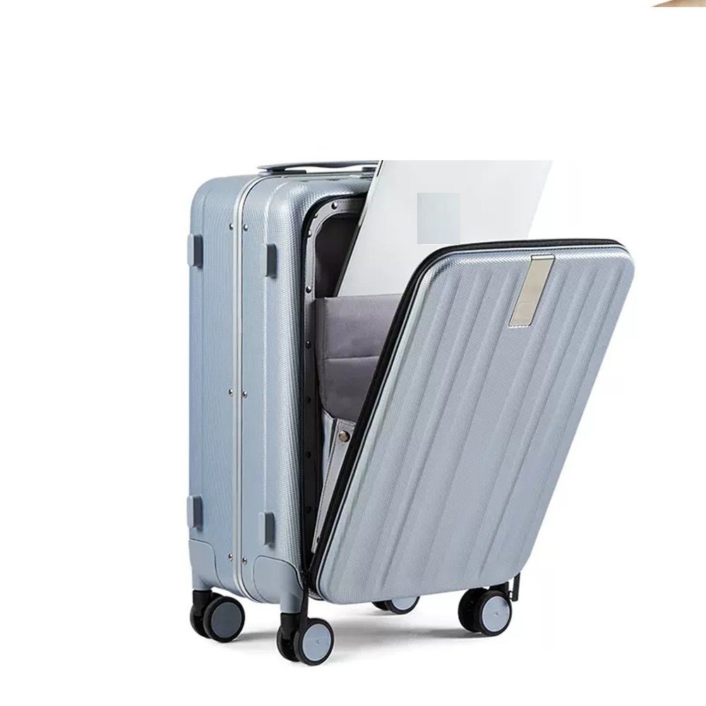 Hanke Hartschalen-Trolley Handgepäckkoffer grau Laptopfach, mit TSA Polycarbonat, Premium