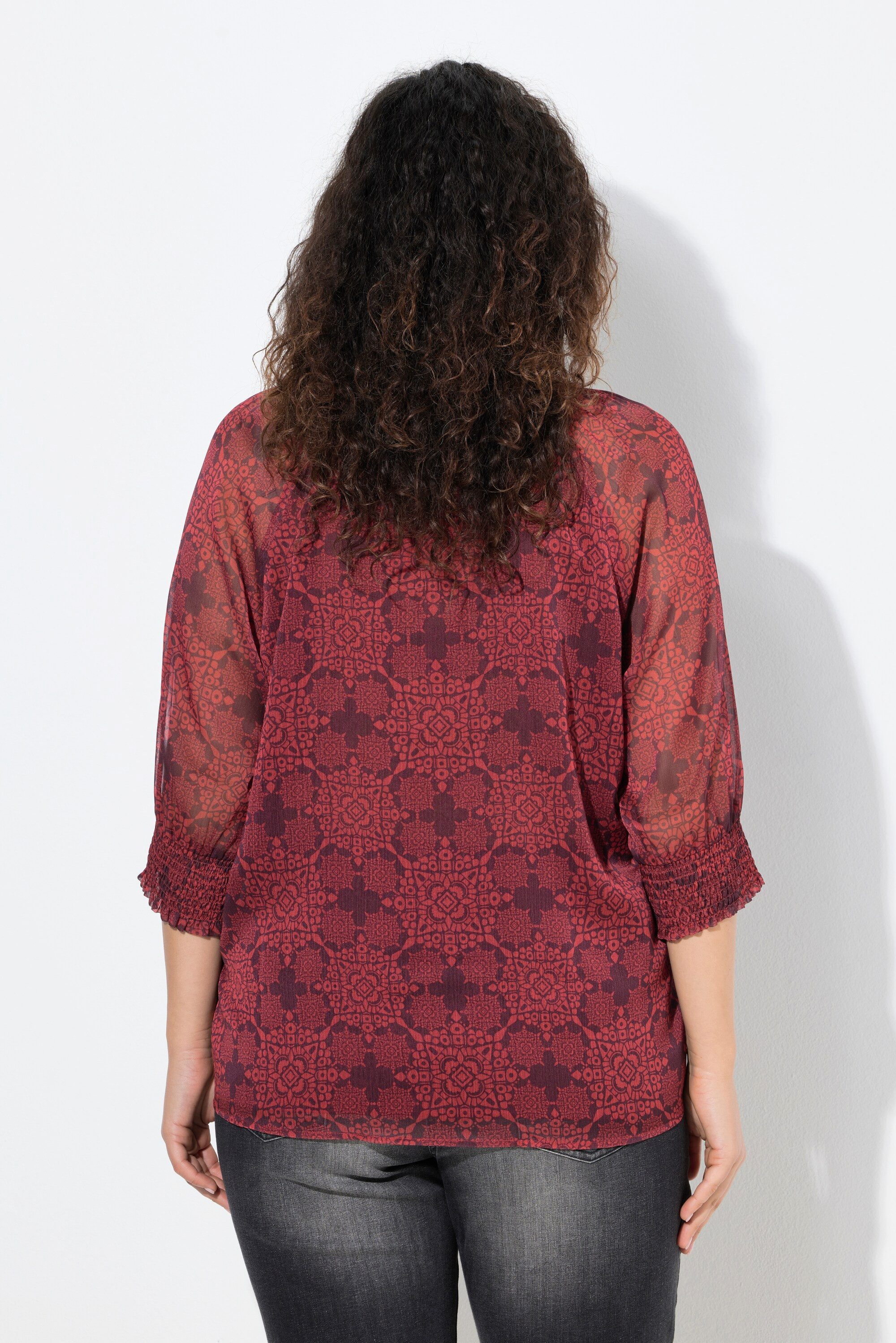 Ulla Popken Tunika Tunika Oversized Tunika-Ausschnitt Langarm