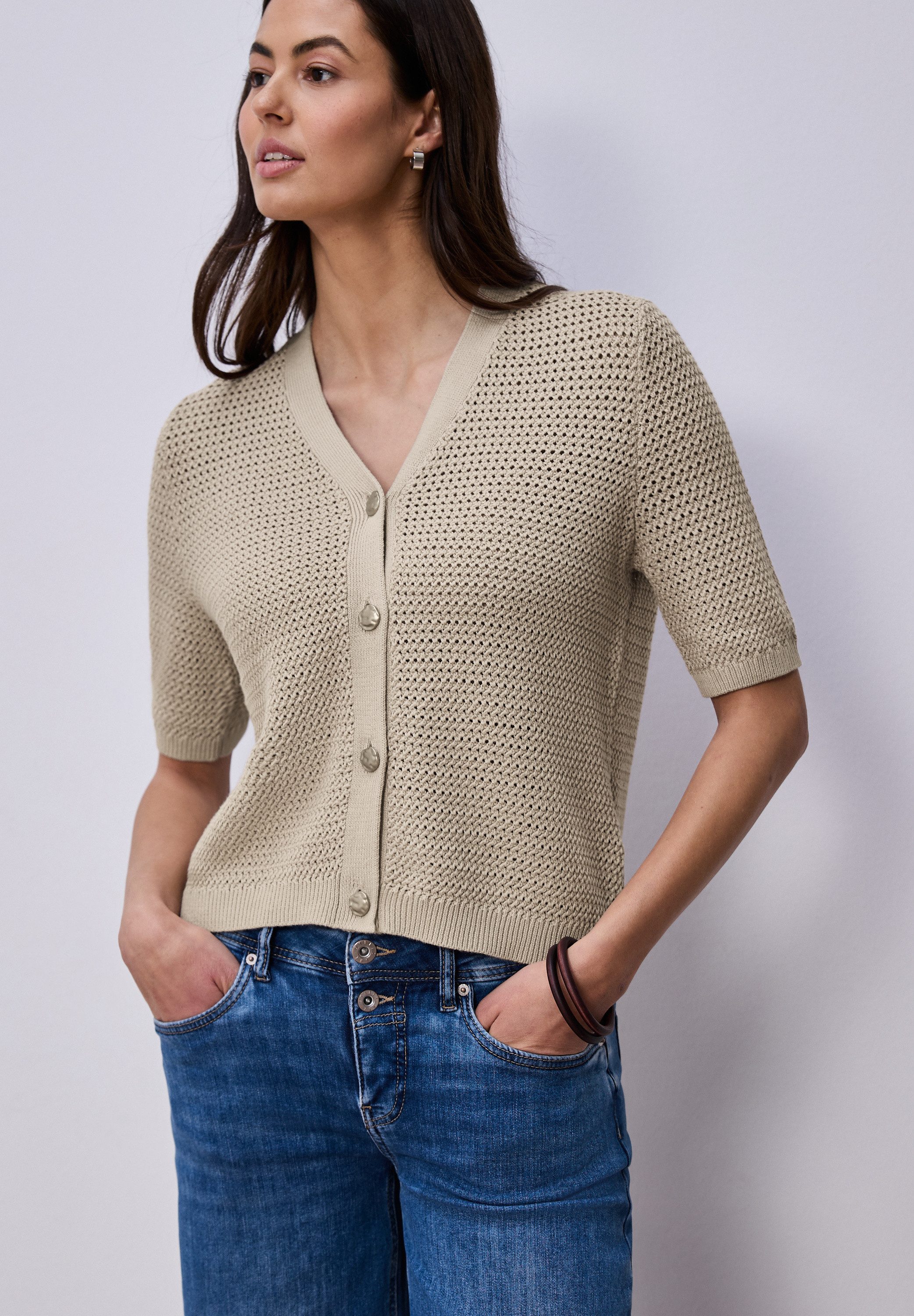 STREET ONE Strickjacke aus reiner Baumwolle günstig online kaufen