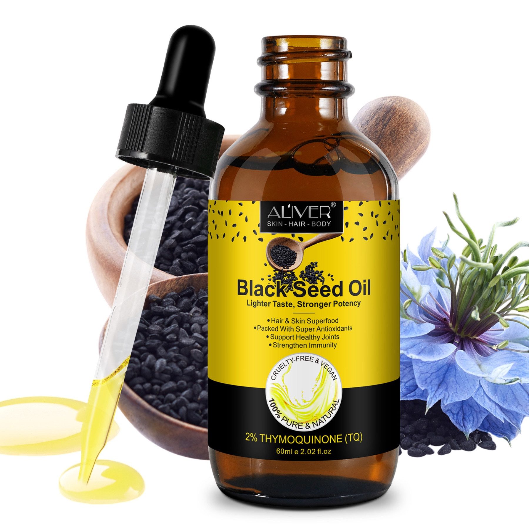 ALIVER Haaröl Schwarzkümmelöl Hautöl Haaröl Bio Vegan Aliver, 1-tlg., Haarwachstumsmittel, Haaröl