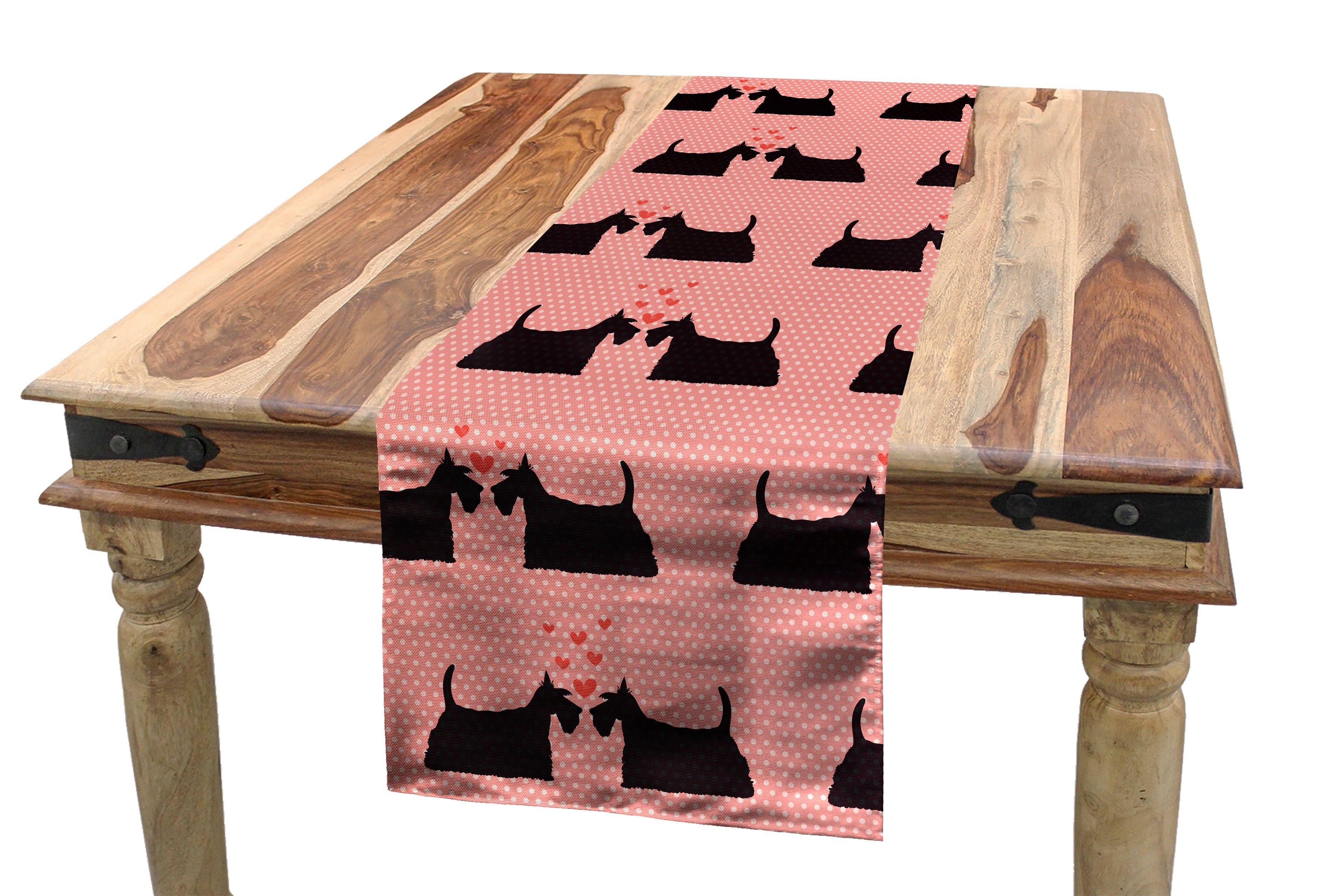 Abakuhaus Tischläufer Esszimmer Küche Rechteckiger Dekorativer Tischläufer, Scottie Dog Pinky Tier Romantik