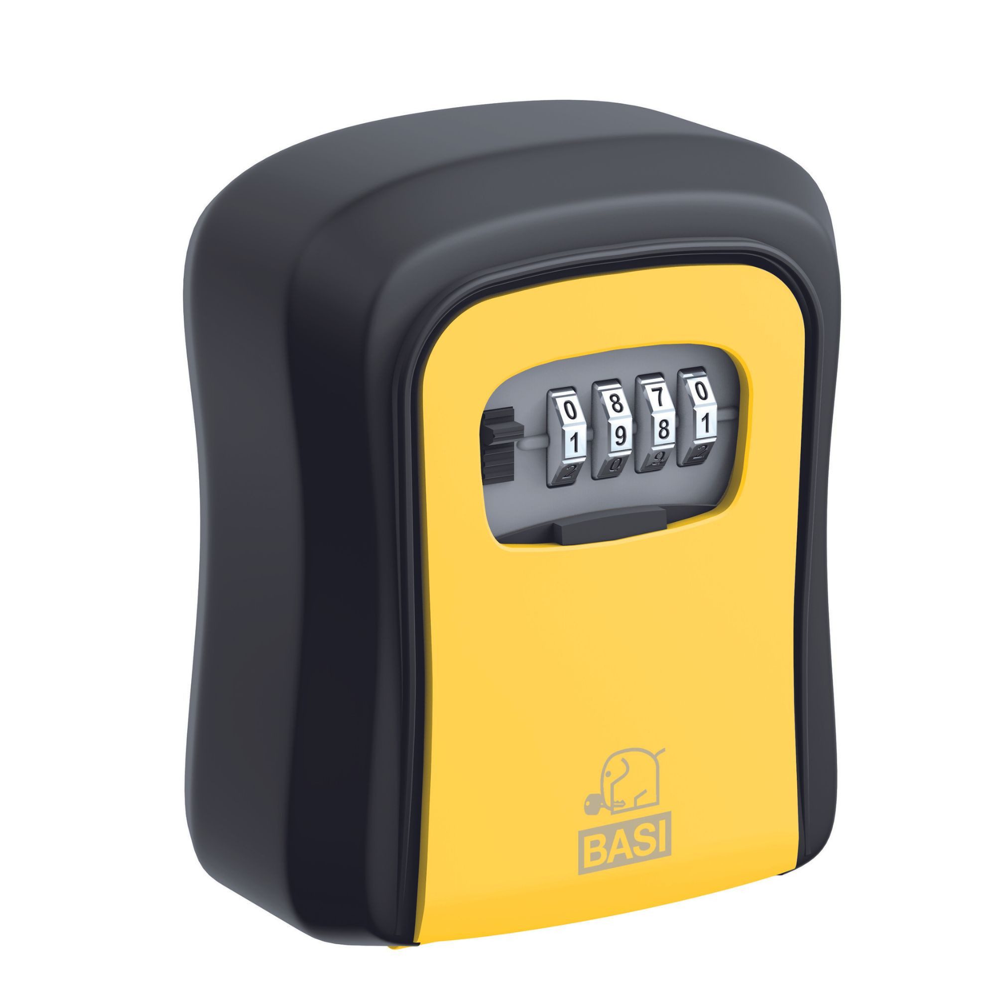 BASI Tresor Schlüsselsafe / Schlüsselbox (Packung, 1-St), Zahlenschloss 4-stellig, Aluminiumgehäuse, wetterfest, Schwarz/Gelb