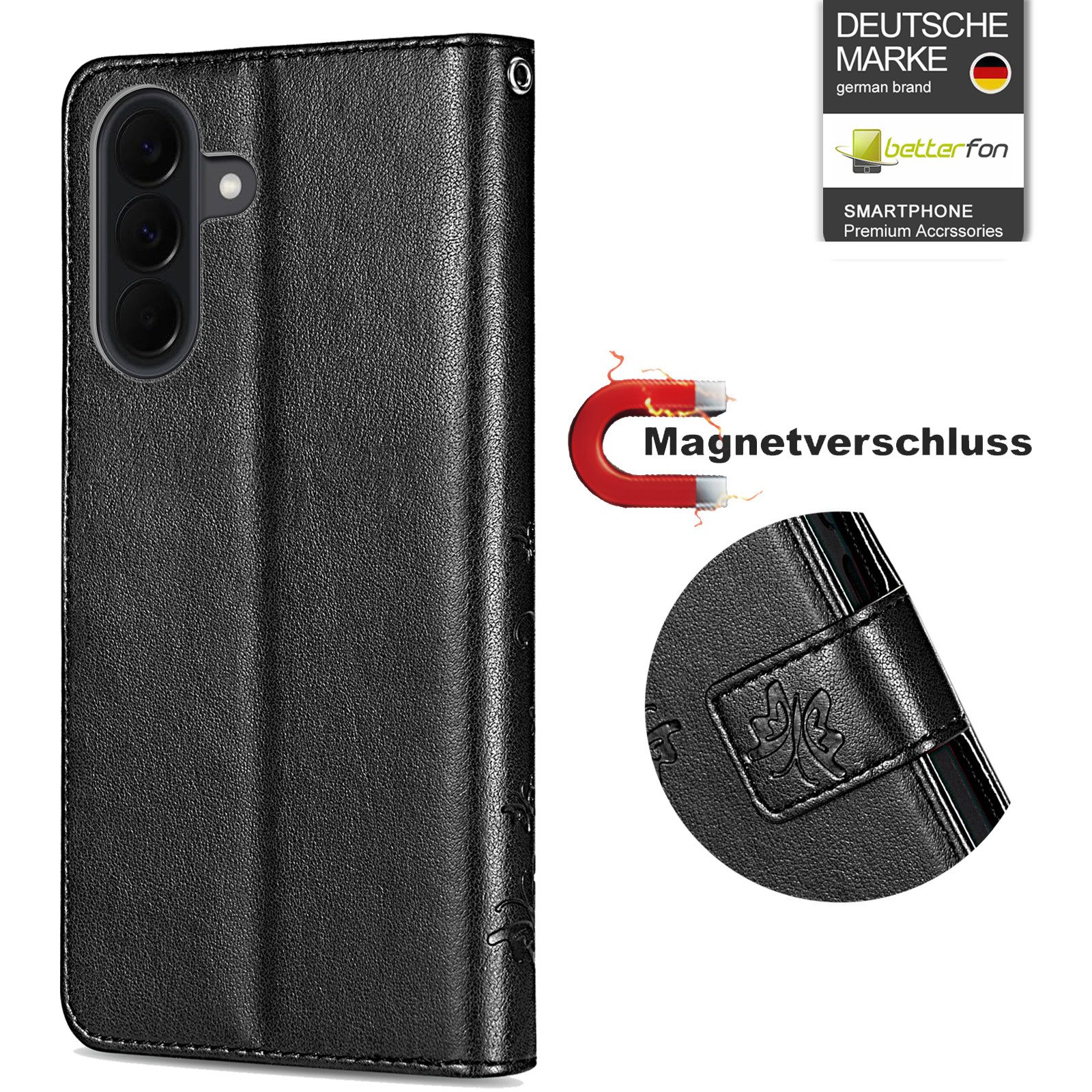 betterfon Handyhülle für Samsung Galaxy A37 / A36 Klapphülle mit Kartenfächern, Bookstyle-Hülle mit Magnetverschluss, Smartstand & Kunstleder – Bild 2 von 5
