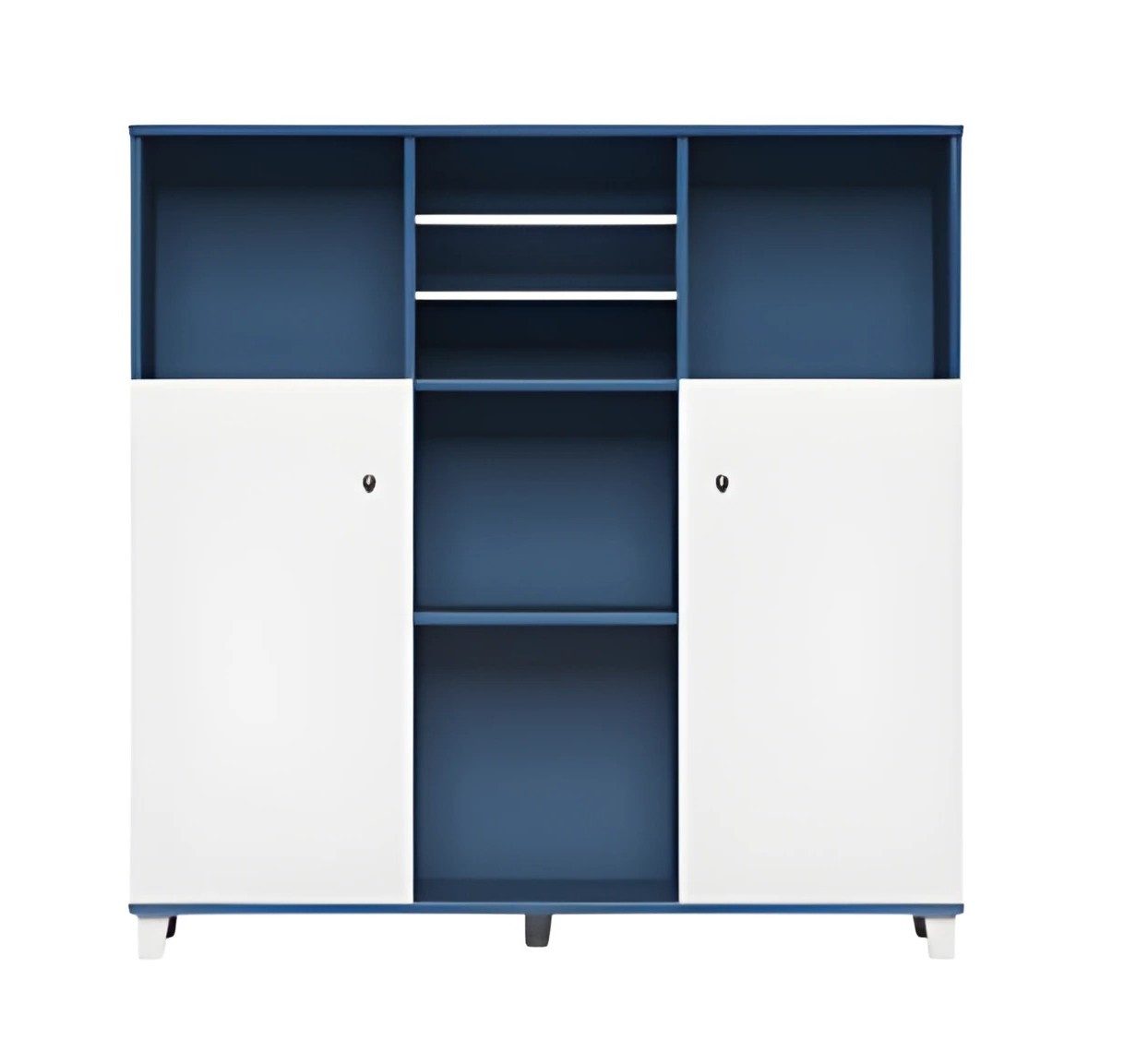 Xlmoebel Aktenschrank Moderner Büroschrank in Blau-Weiß mit offenen Regalen und Türen (1-St., Aktenschrank) Made in Europa