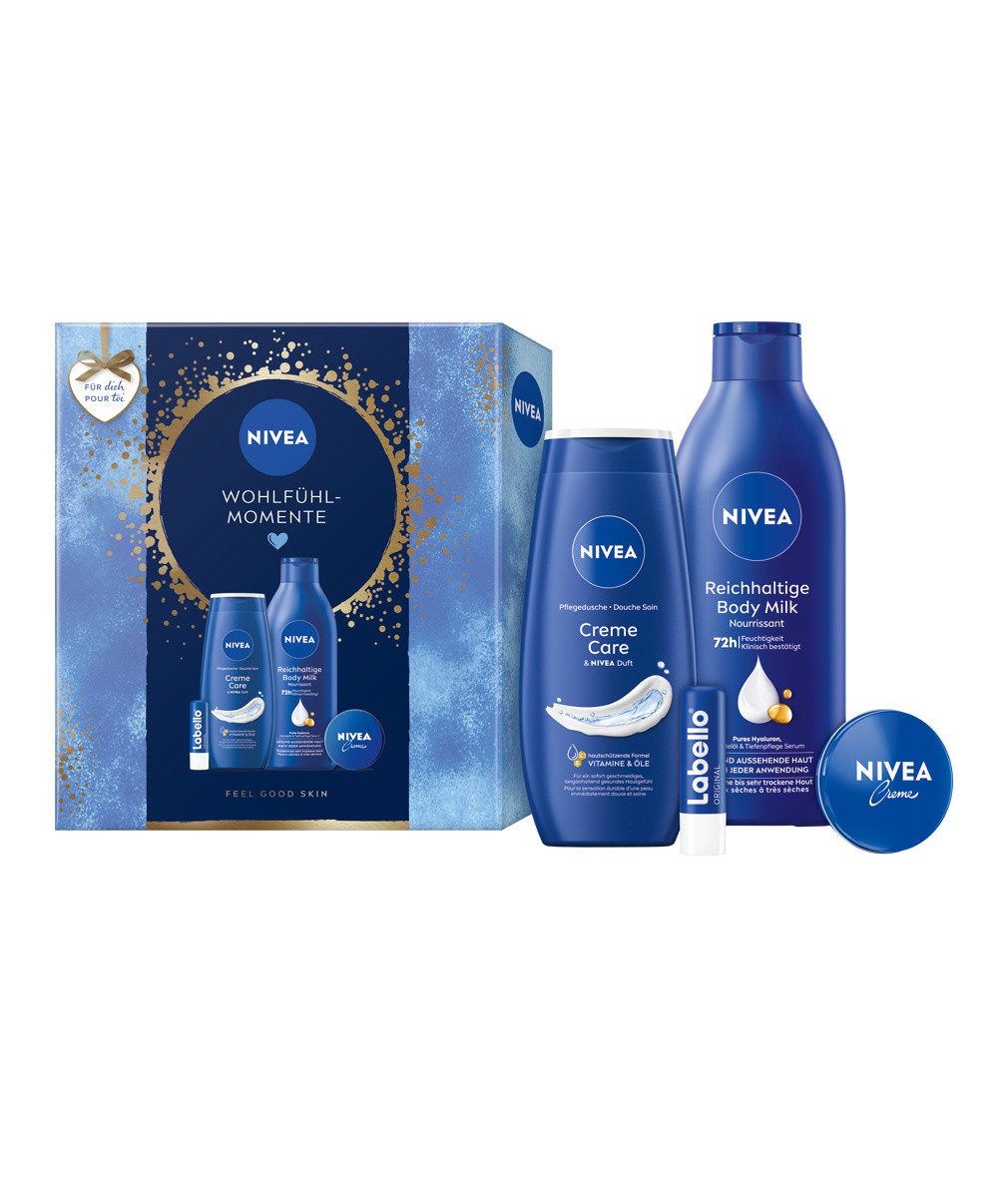 Feuchtigkeitspflege-Set Geschenkset, Creme Body Milk Pflegedusche Labello