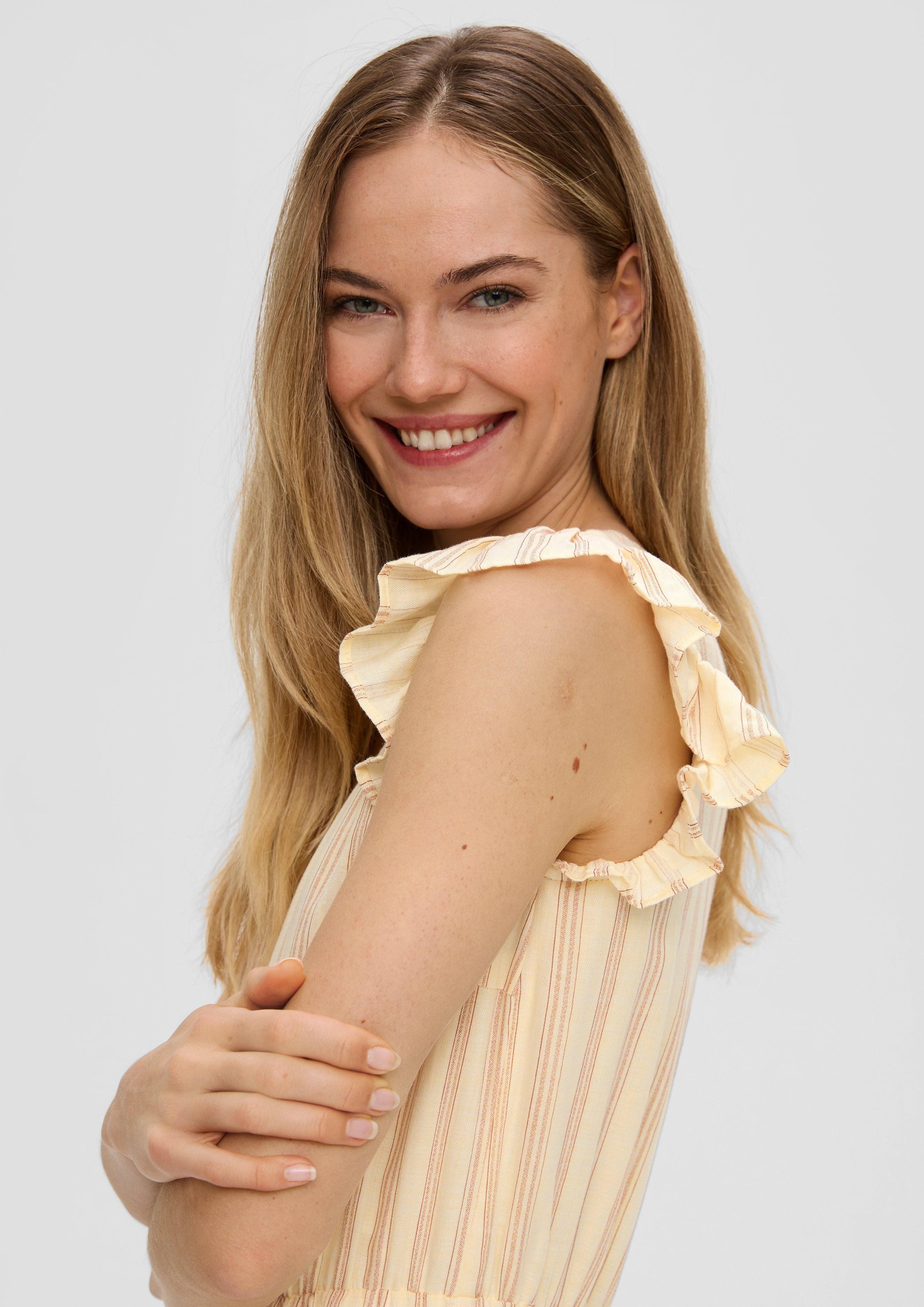 s.Oliver Maxikleid Gemustertes Kleid mit Rüschen günstig online kaufen