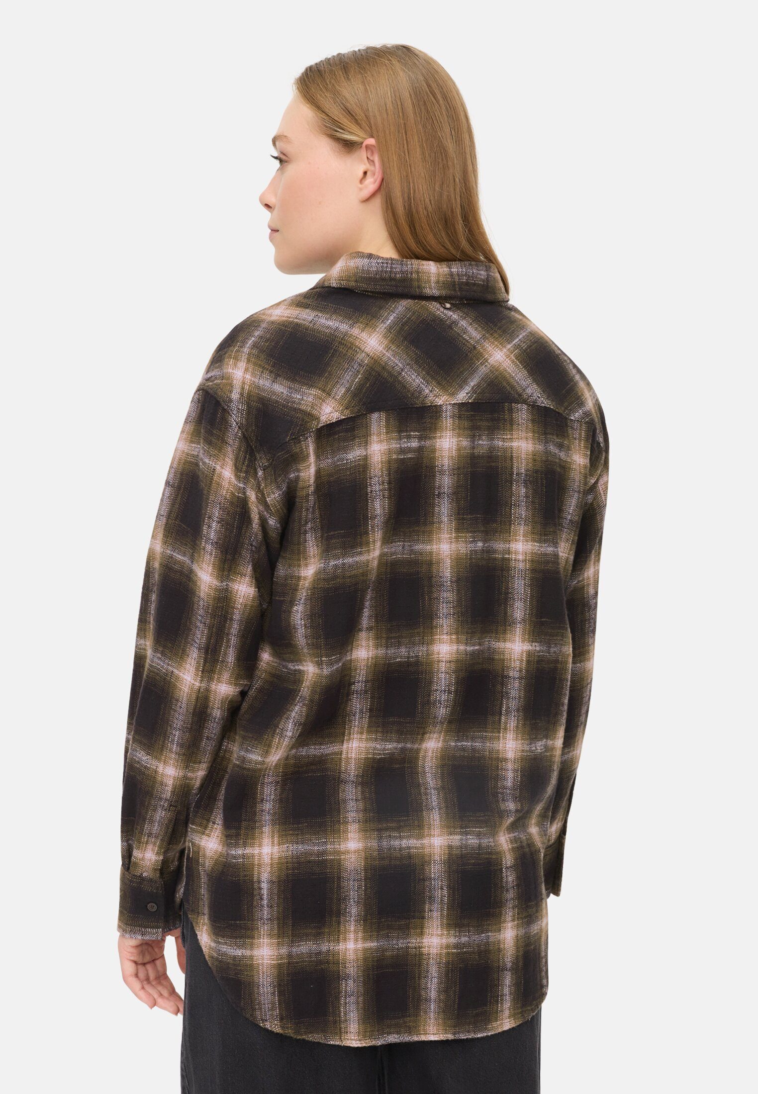 camel active Hemdbluse mit Brusttasche Langarm Kentkragen kariert günstig online kaufen