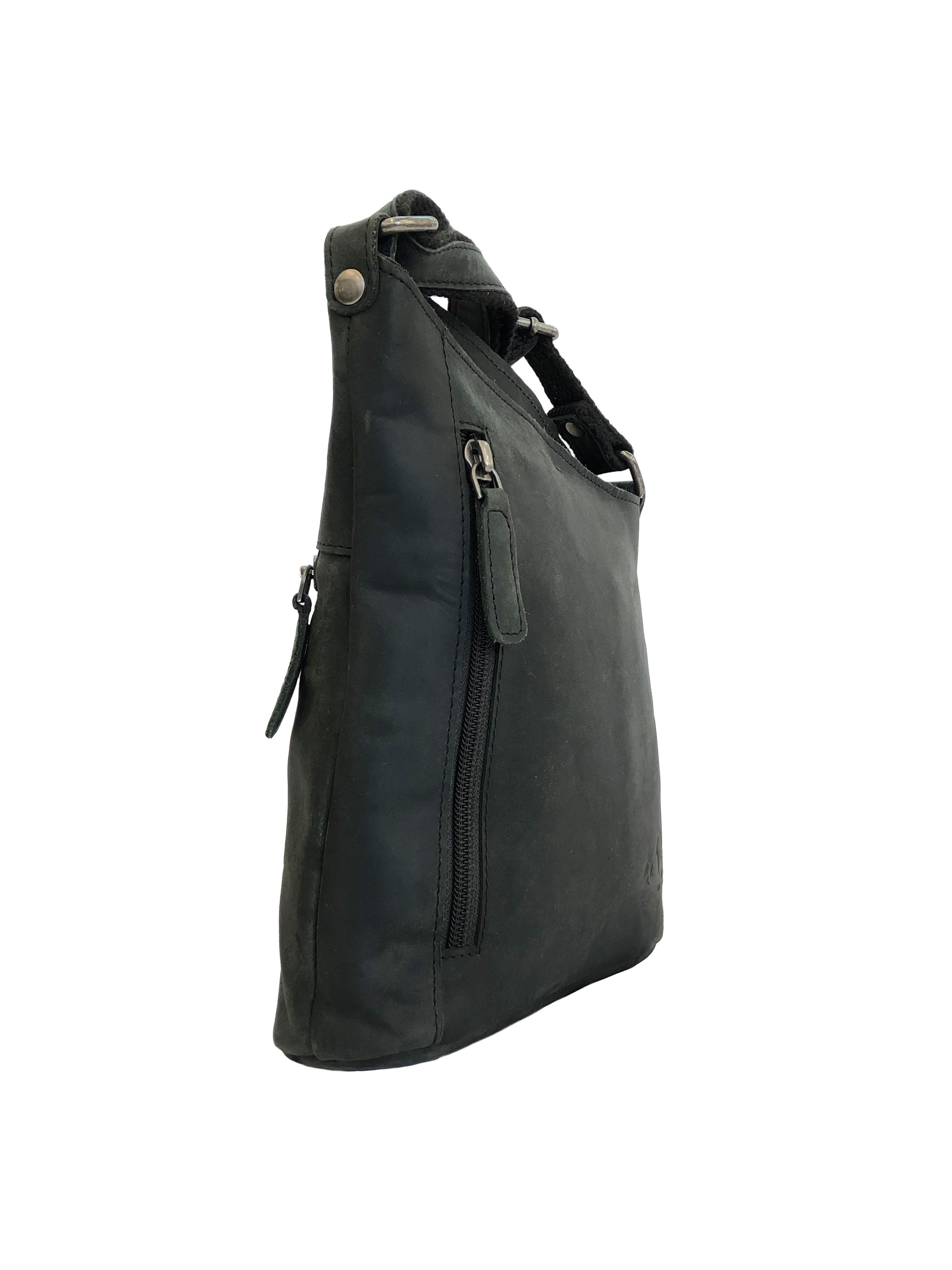 Crossbody Black PAULA, Bag Umhängetasche Ledertasche Vintage Bag Bayern Handtasche