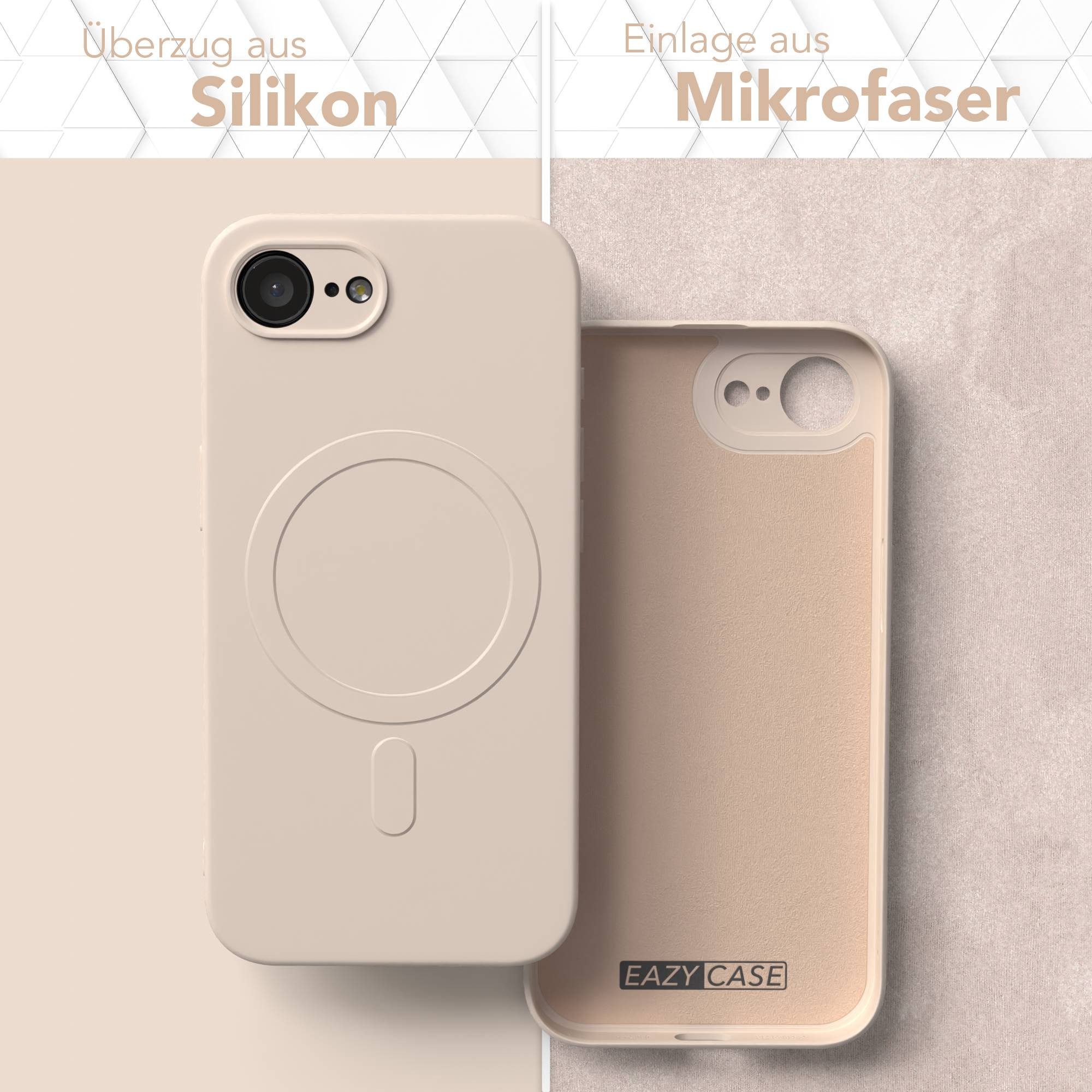 EAZY CASE Handyhülle für Apple iPhone 16e Hülle Silikon 6,1 Zoll, Schutzcase mit MagSafe Slimcover Silikonschutzhülle elastisch Taupe