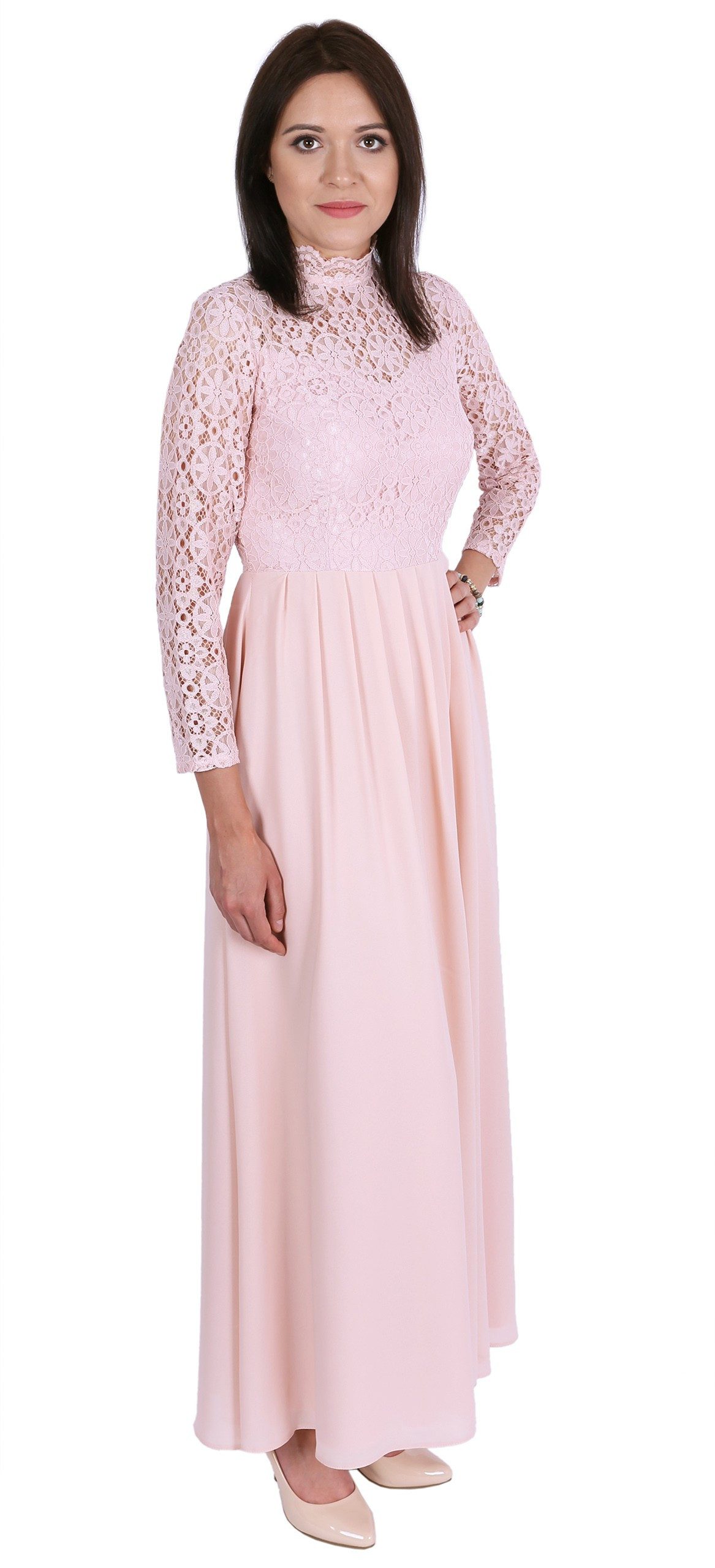 Sarcia.eu Maxikleid John Zack Lachsfarbenes Maxikleid mit 3/4-Ärmeln S
