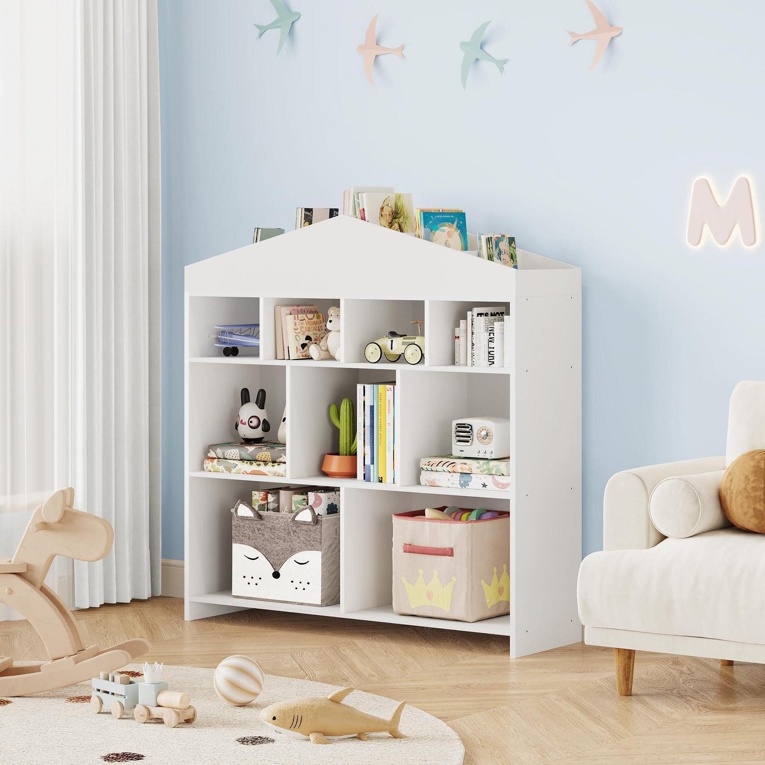 LuxusKollektion Regalkorb Bücherregal Kinder Grau 9-15 Fächer (1 St)