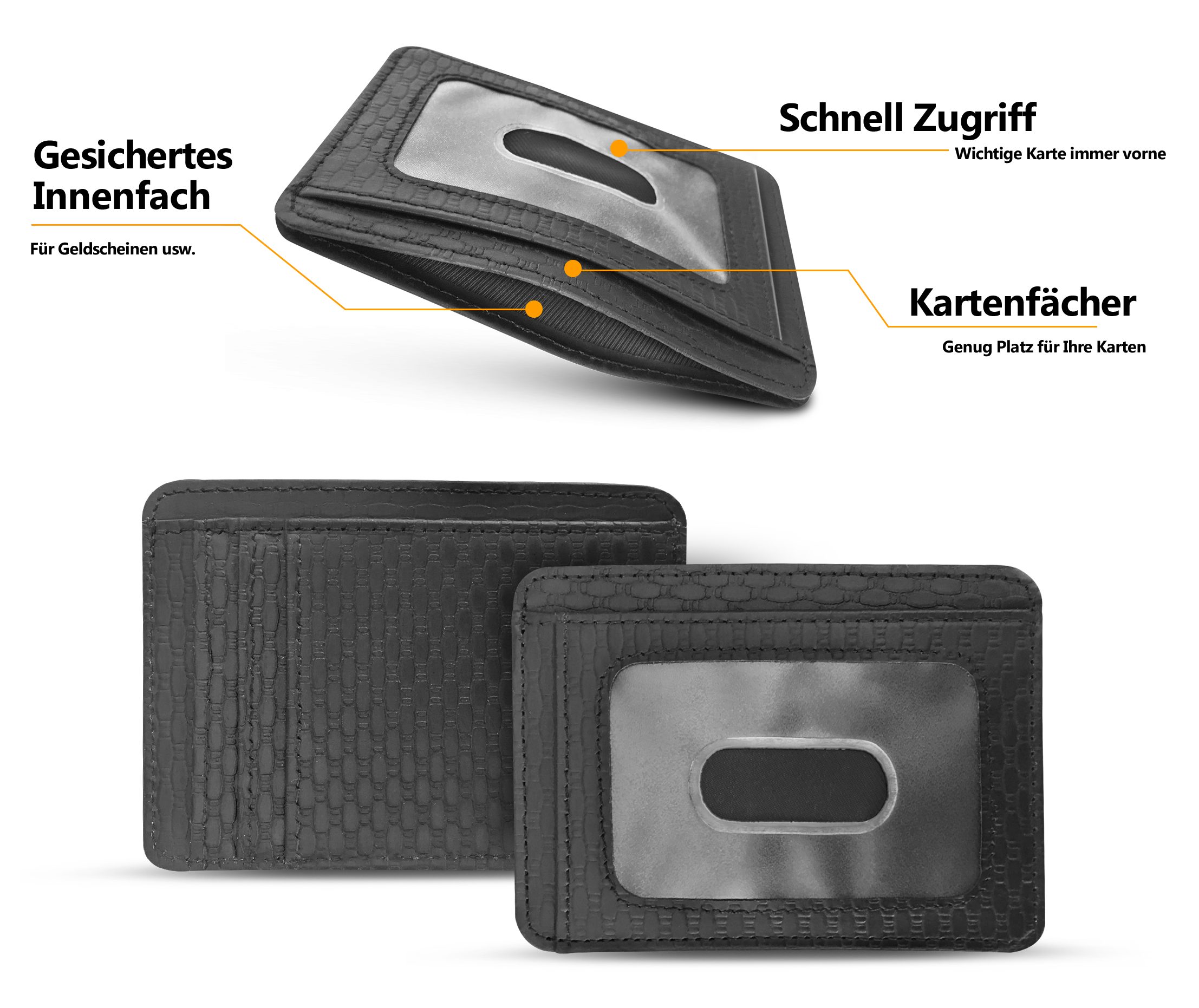 Wrischan Kartenetui 100% Echtleder Kartenetui SEHR Slim und FLACH Kreditkartenetui (Slim Wallet), Kartenhalter für bis zu 12 Kreditkarten, Brieftasche, Mini Gel – Bild 5 von 5