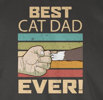 Shirtracer T-Shirt Best Cat Dad Ever - Vintage beige Katzenbesitzer Geschenk