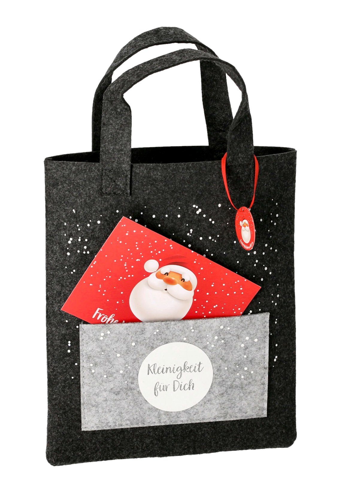 Spetebo Geschenkpapier Filz Weihnachts Geschentasche anthrazit - 4er Set, Noname (4St), Stofftasche Flaschentüte Wichtelgeschenk