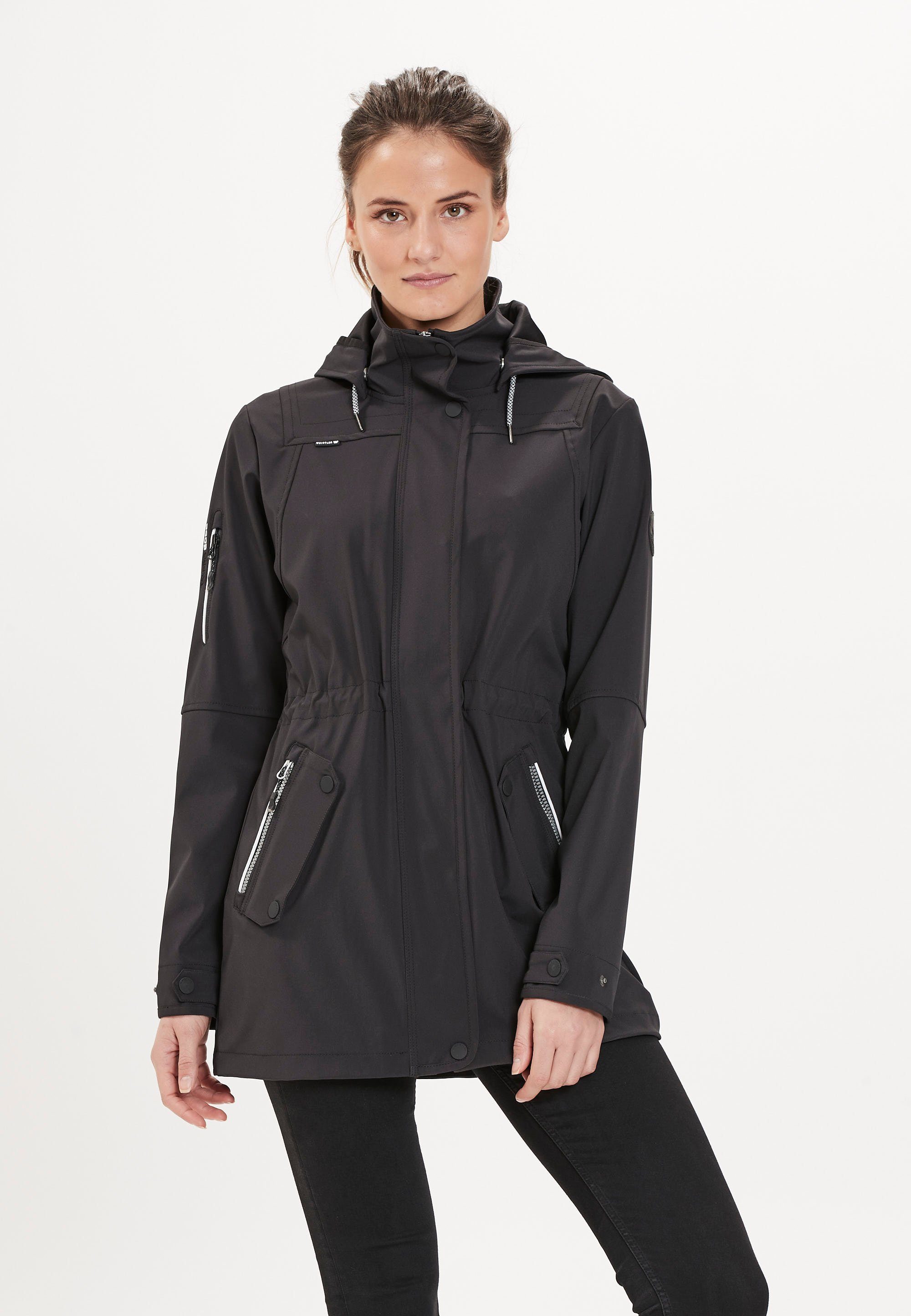 Softshelljacke ISOBEL Langschnitt schwarz komfortablem WHISTLER mit