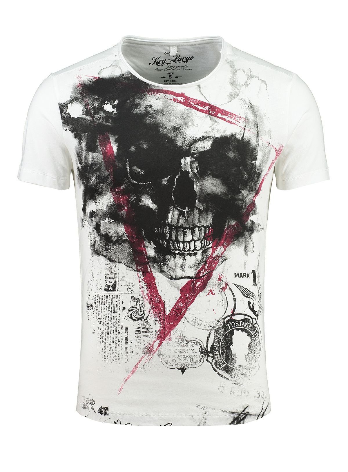 Key Largo T-Shirt Hype Skull Print vintage Look MT00340 Rundhals-Auschnitt günstig online kaufen