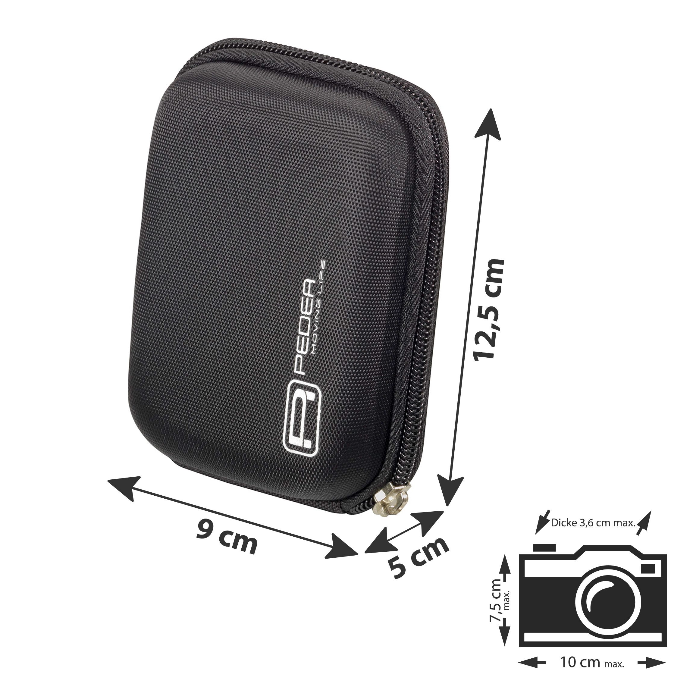PEDEA Kameratasche Hardcase für Digitalkamera Kompaktkamera & Action Cams, Hardcase Schale, wasserabweisend, Zubehörfach, Karabine & Umhängeband – Bild 2 von 5