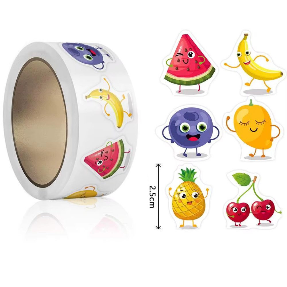 Ware aus aller Welt Aufkleber 500 Obst Sticker Geschenkaufkleber selbstklebend Vorratshaltung, (500tlg)