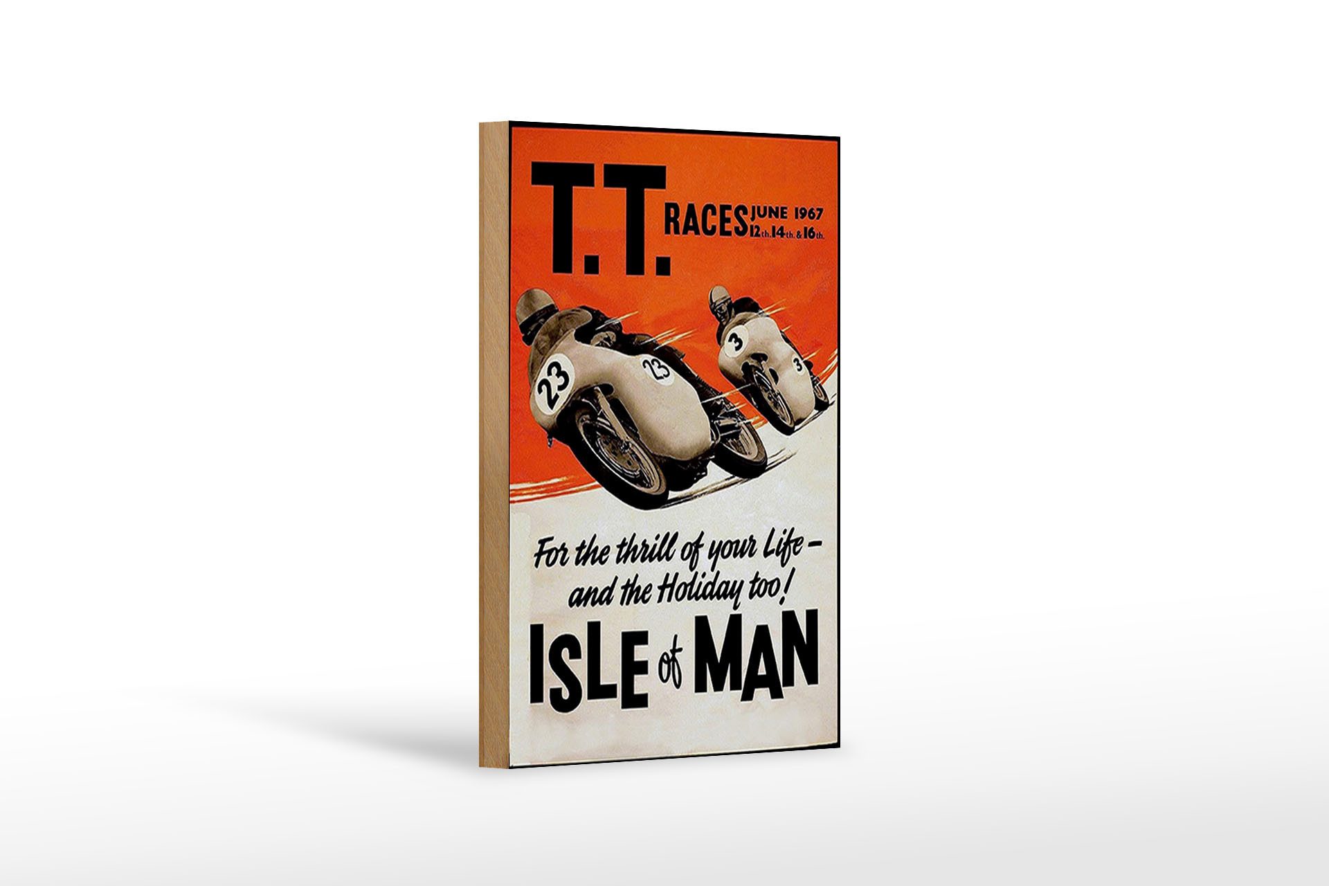 Holzbild Spruch 12x18 cm Motorrad TT Races Isle of Man