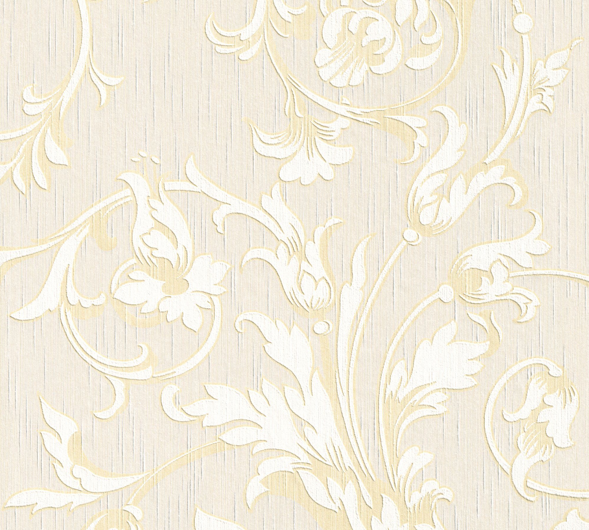 A.S. Création Architects Paper Textiltapete Tessuto, samtig, Barock, floral, Blumen Tapete Floral creme/gold