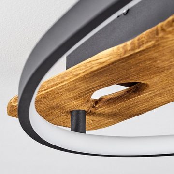 hofstein Deckenleuchte moderne Deckenlampe aus Metall/Holz/Kunststoff, LED fest integriert, 3000 Kelvin, Leuchte mit Holzbalken, 2400 Lumen, LED 20 Watt