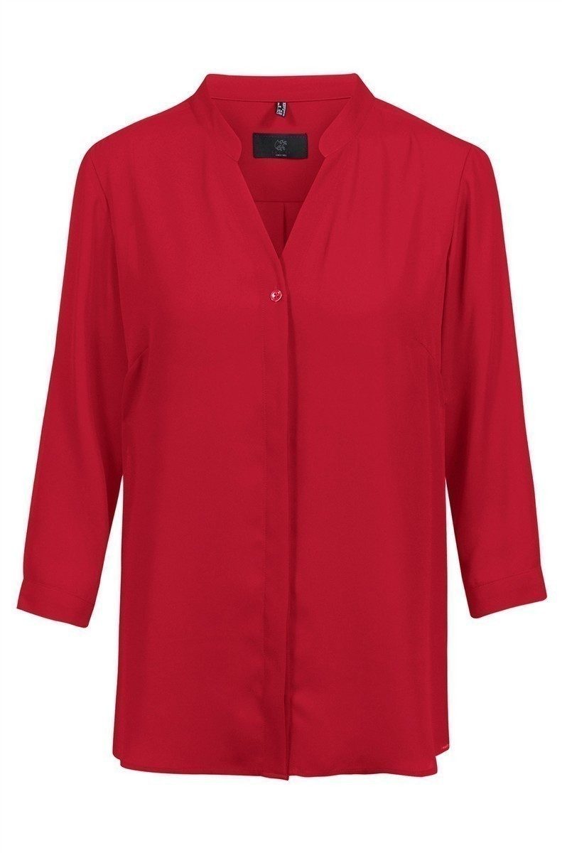 GREIFF Langarmbluse Greiff CHIFFON Damen Chiffon-Bluse 3/4-Arm V-Neck Regular-Fit Rot 32