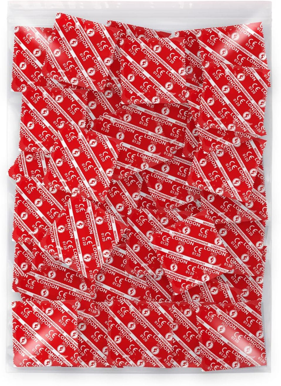 London Kondome Rot - Erdbeeraroma XXL Pack, 1000 St.