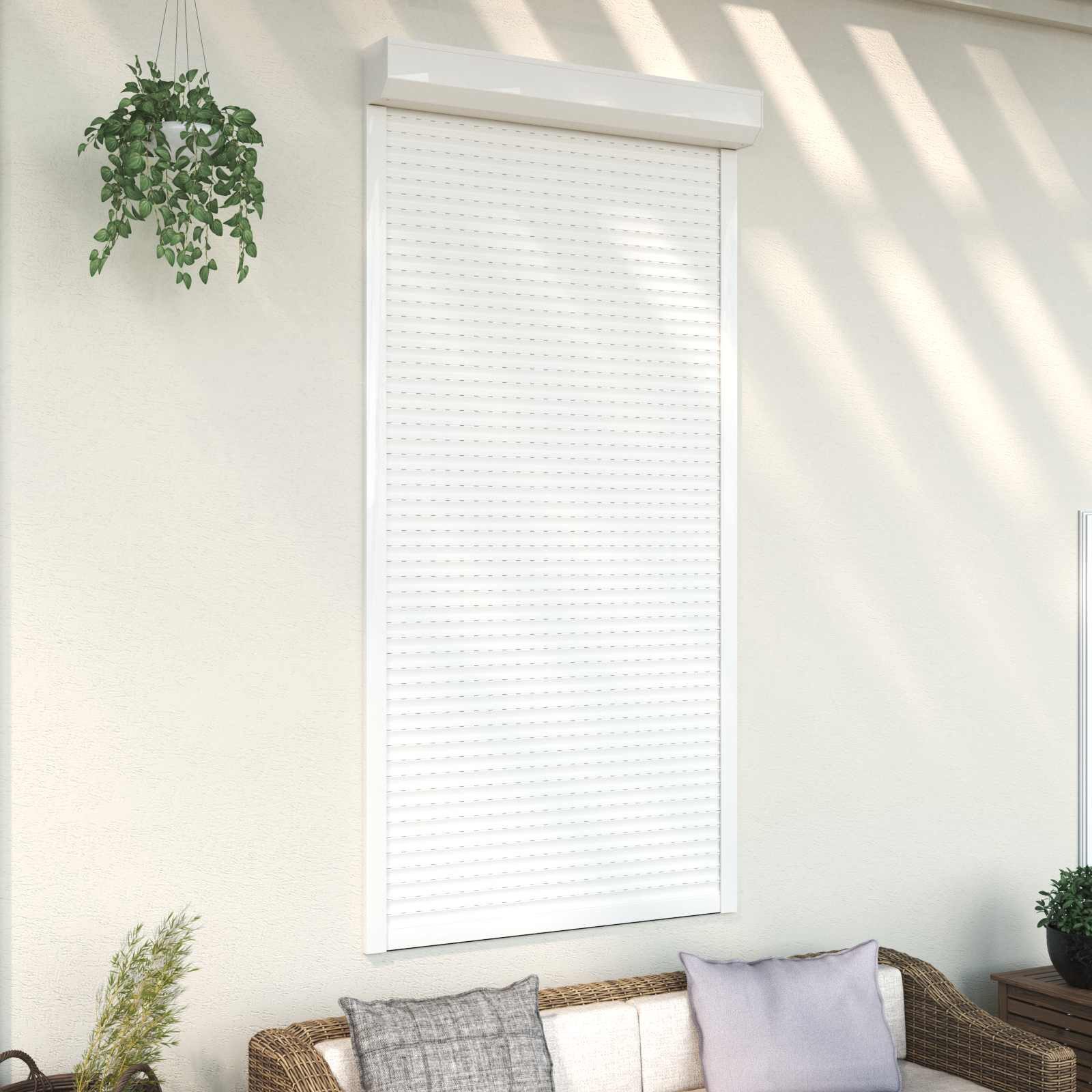 vidaXL Fensterladen Rollladen Weiß 110 x 220 cm Aluminium und Polyurethan, BxH: 14x220 cm, (1-St)