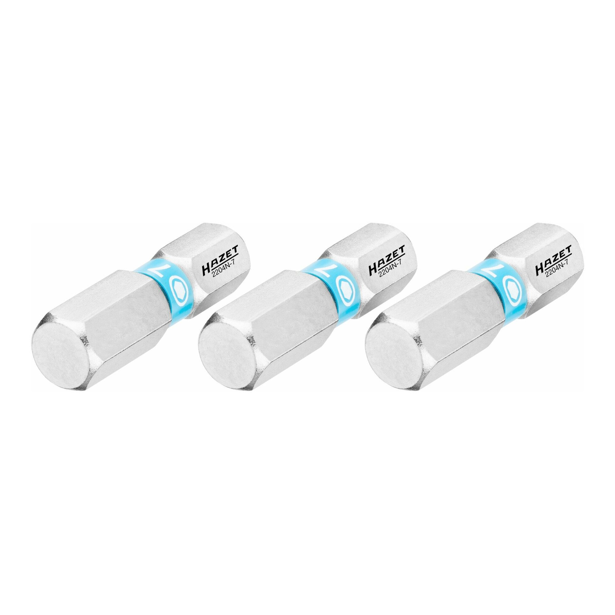 HAZET Bit-Set HAZET Bit Sechskant massiv 6,3 (1/4 Zoll), Innen-Sechskant Profil, 7 m