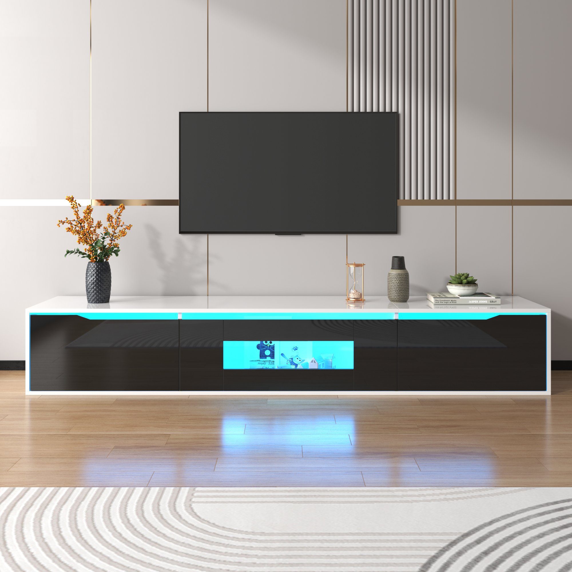 Merax Lowboard mit LED und Klapptüren, freistehend/hängend, TV-Schrank hoch günstig online kaufen