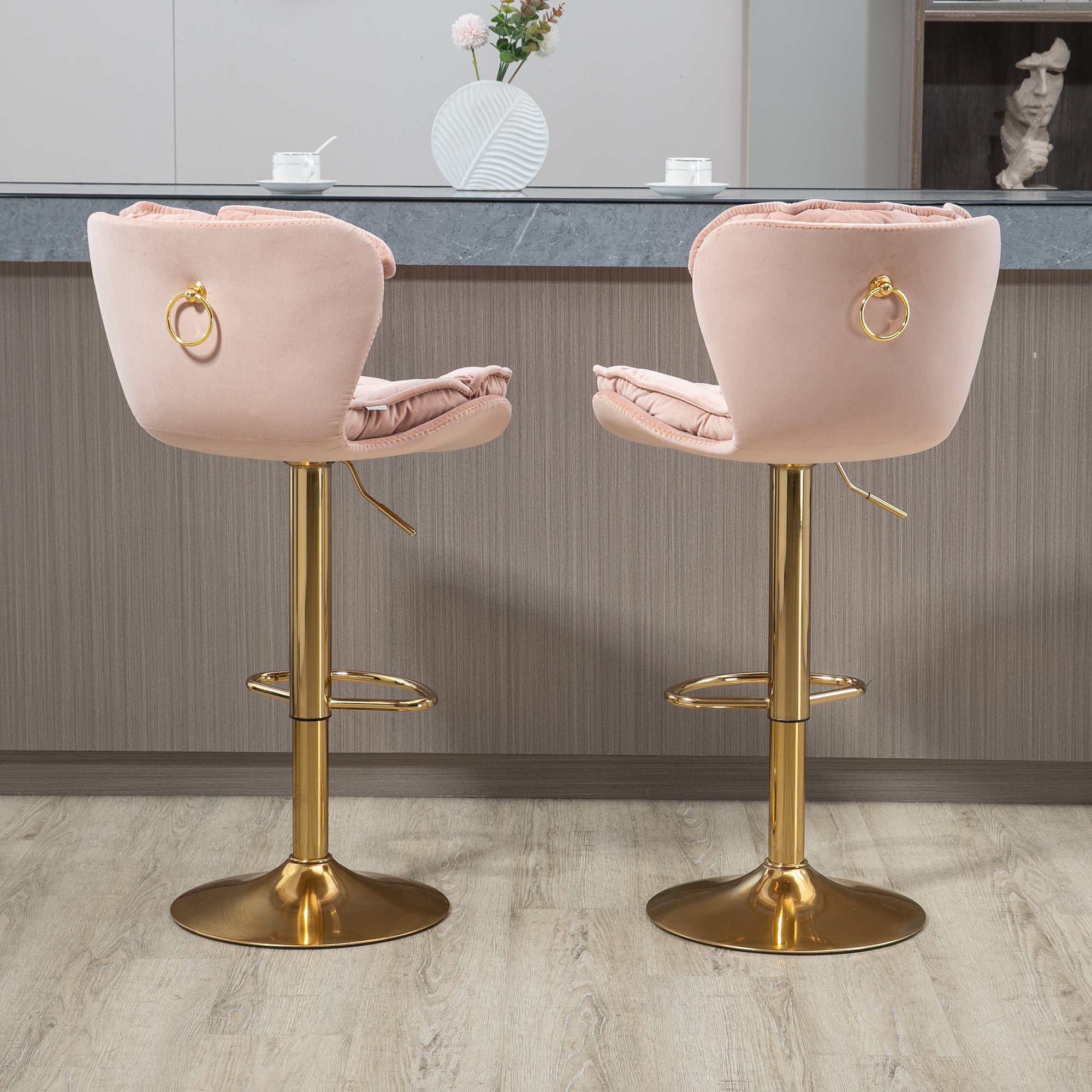 Barhocker WISHDOR Tresenhocker, rosa Esszimmer Barhocker 2PC/setzen), (mit Fußstütze für 360-Grad-Höhenverstellung Küche, Barstühle