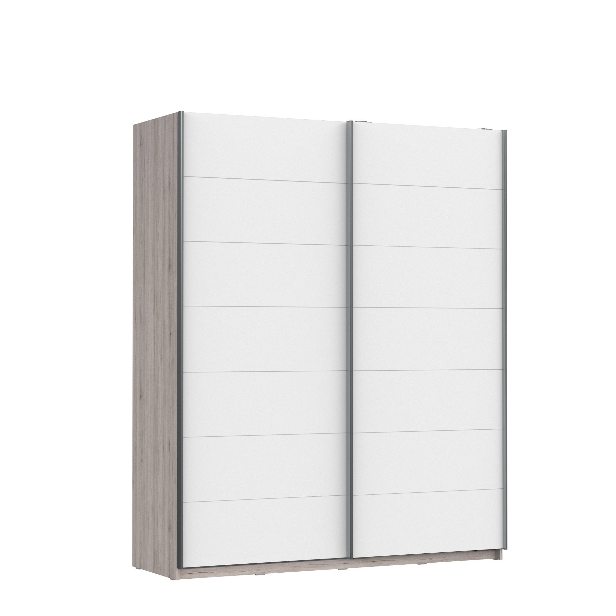 freiraum Schiebetürenschrank RONDINO in Sandeiche / Weiss Glanz - 170,3x209,7x61,2cm B/H/T