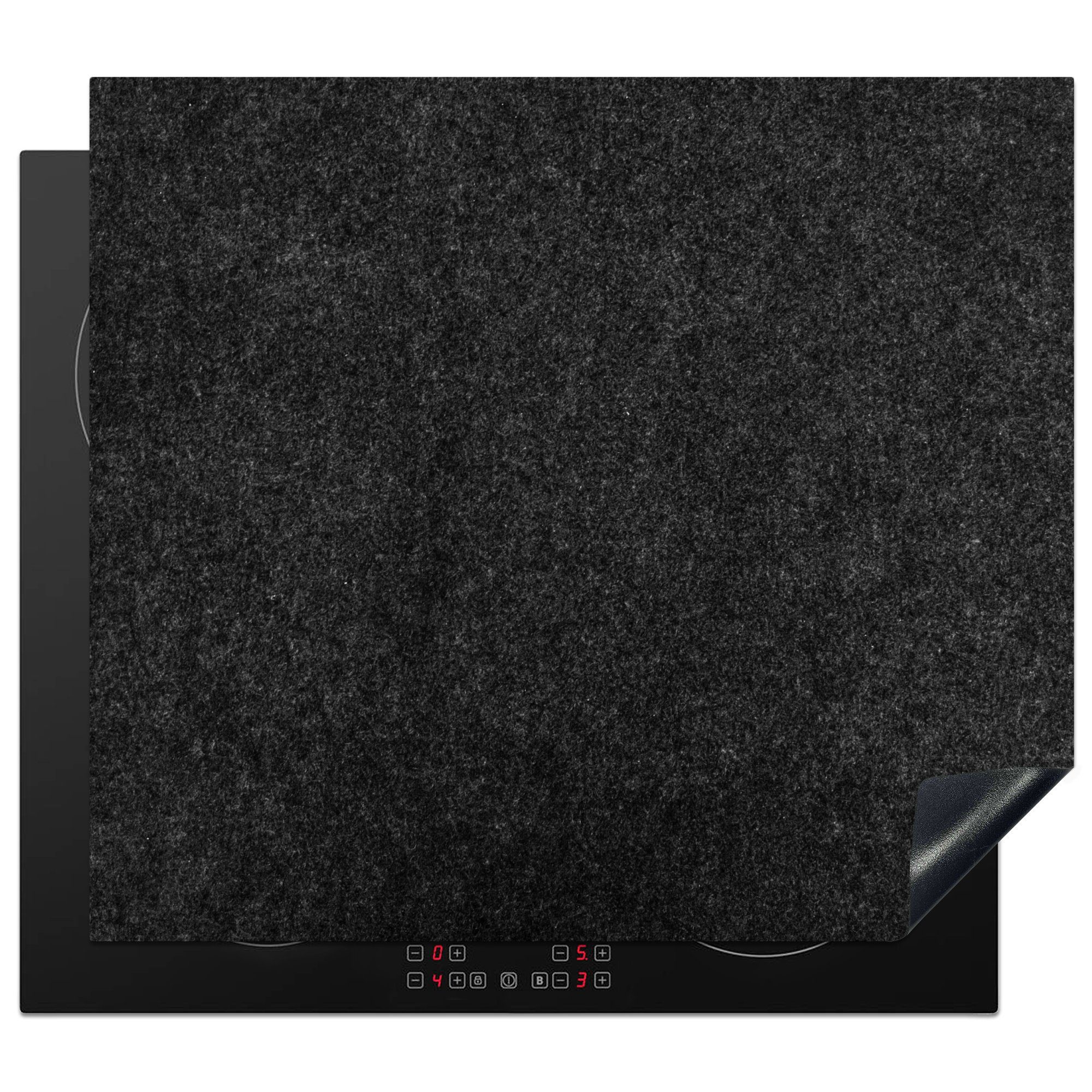 MuchoWow Herd-Abdeckplatte Schwarz - Granit - Design - Stein, Vinyl, (1 tlg), Abdeckplatte für Ceranfeld, Herd Inductionsmatte, 57.6x51.6 cm
