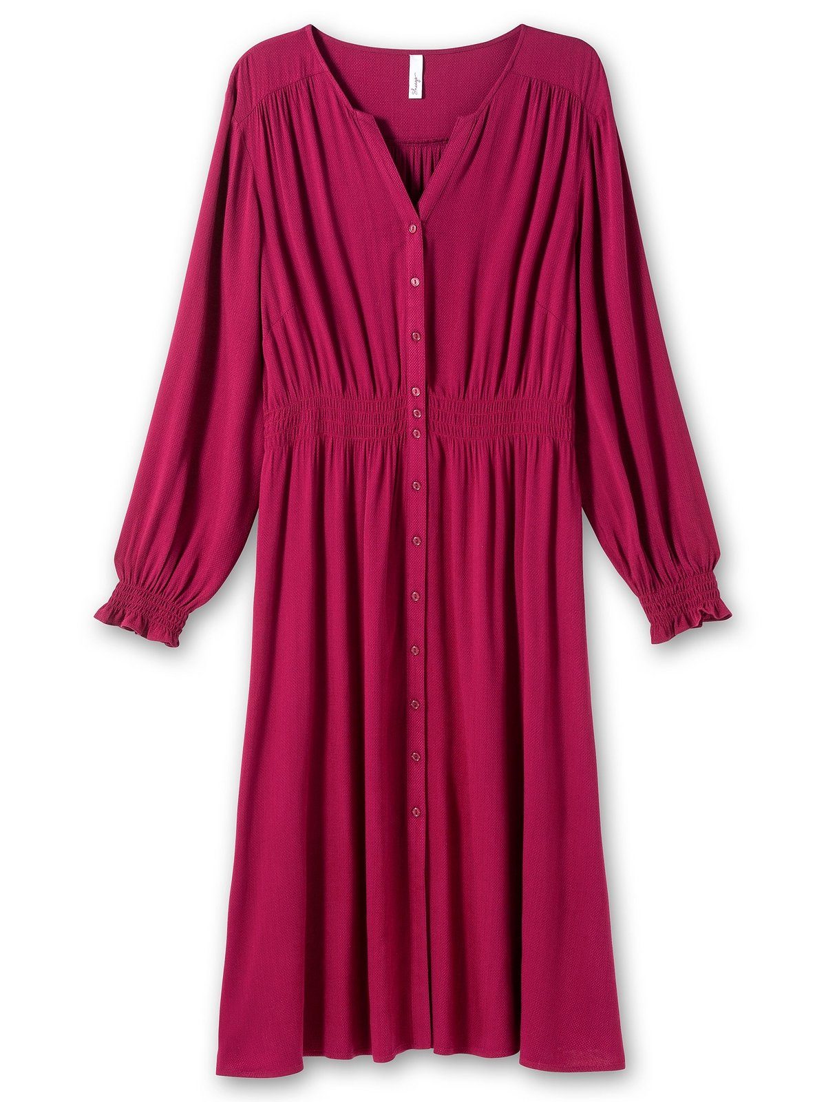A-Linien-Kleid mit Sheego Große Smok-Details, Viskose Größen aus