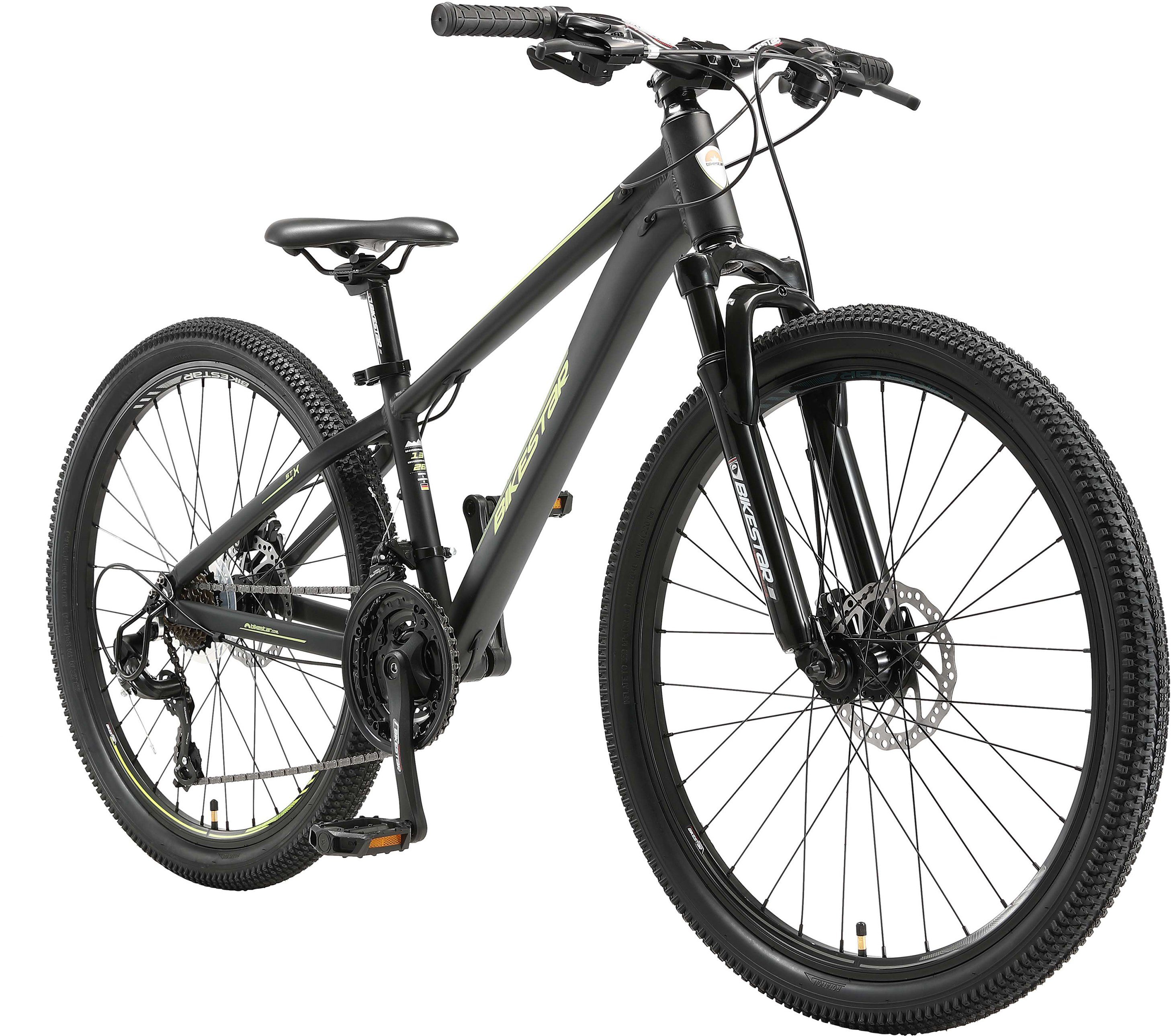 Bikestar Mountainbike, 21 Gang Shimano RD-TY300 Schaltwerk, Kettenschaltung, für Damen und Herren, Kettenschaltung