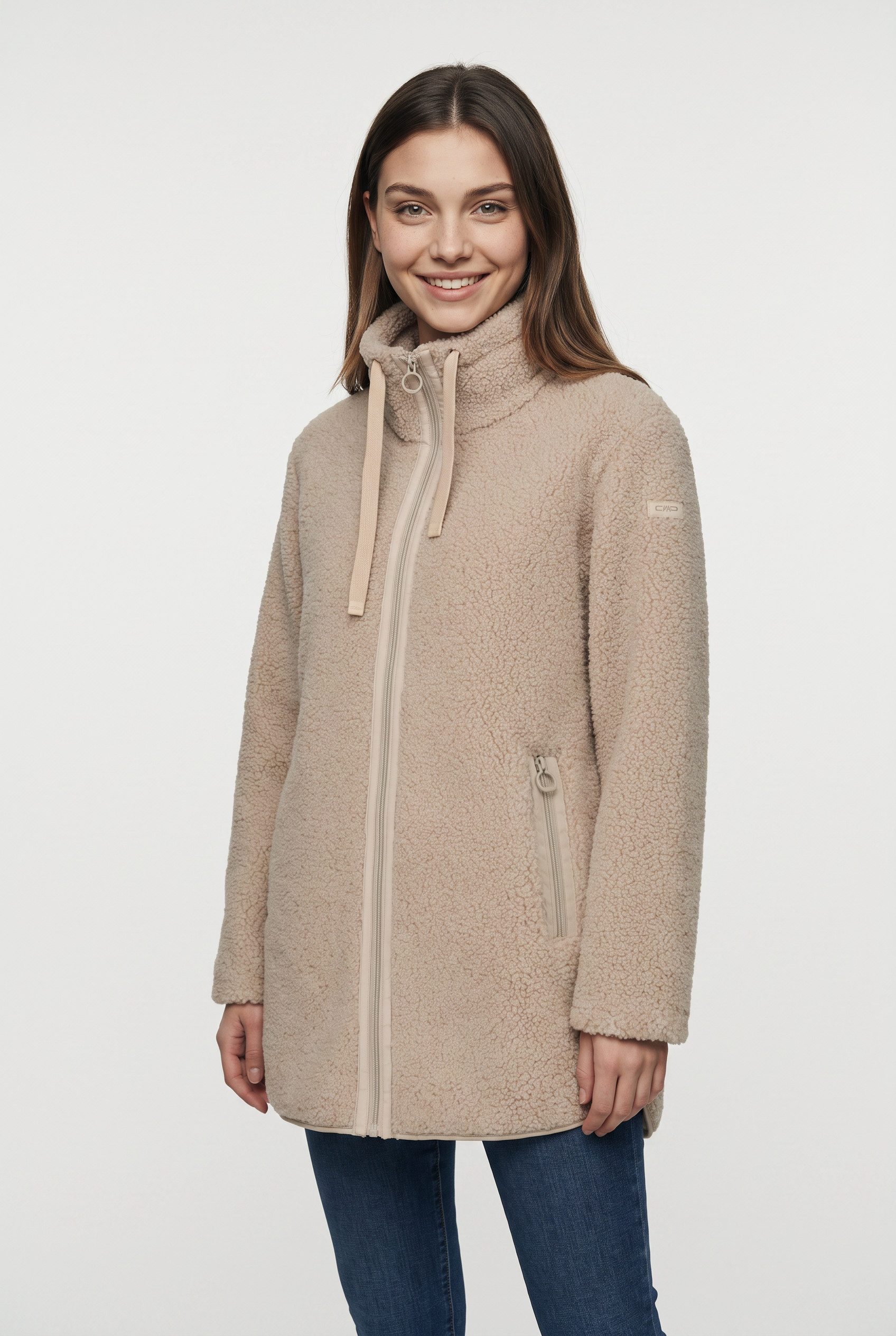 CMP Fleecejacke WOMAN LONG JACKET lange Jackenform, aus Polyester, auch in großen Größen