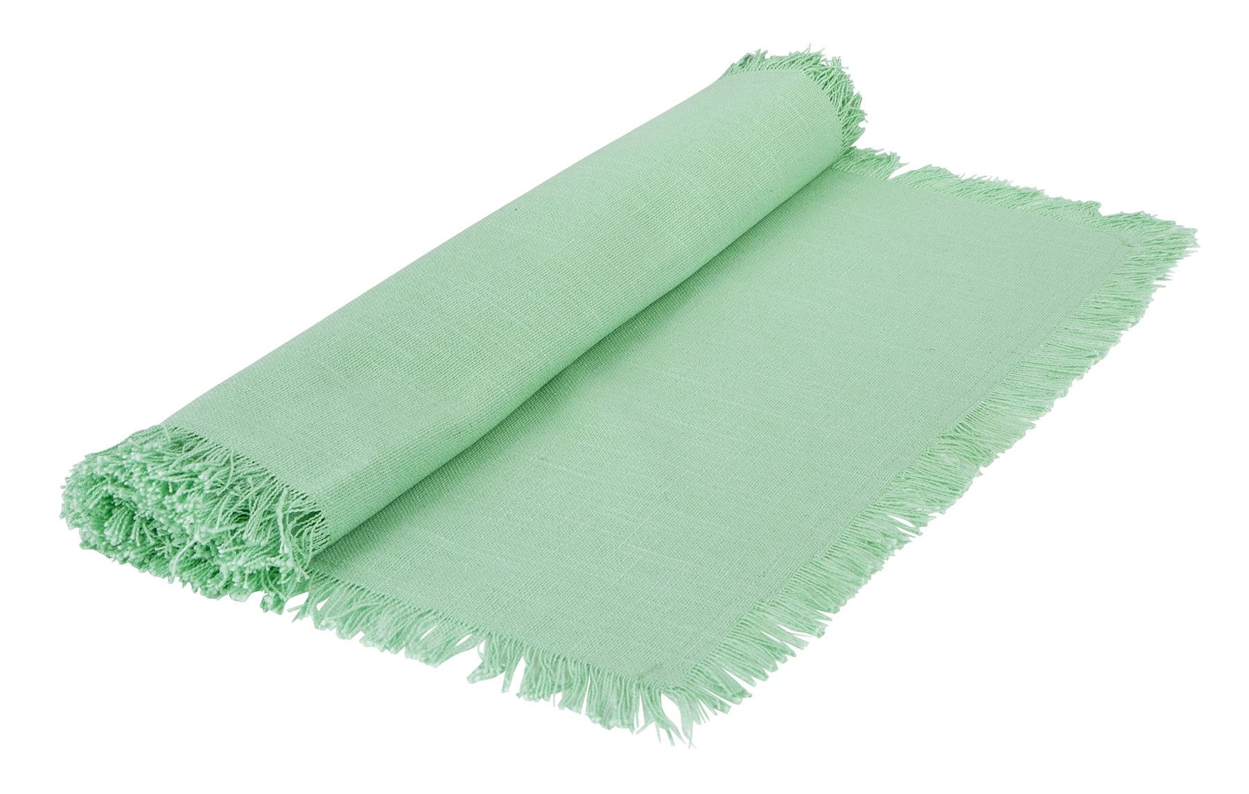 Levandeo® Tischläufer, Tischläufer L140cm Hellgrün Baumwolle Tischdecke Fransen Boho