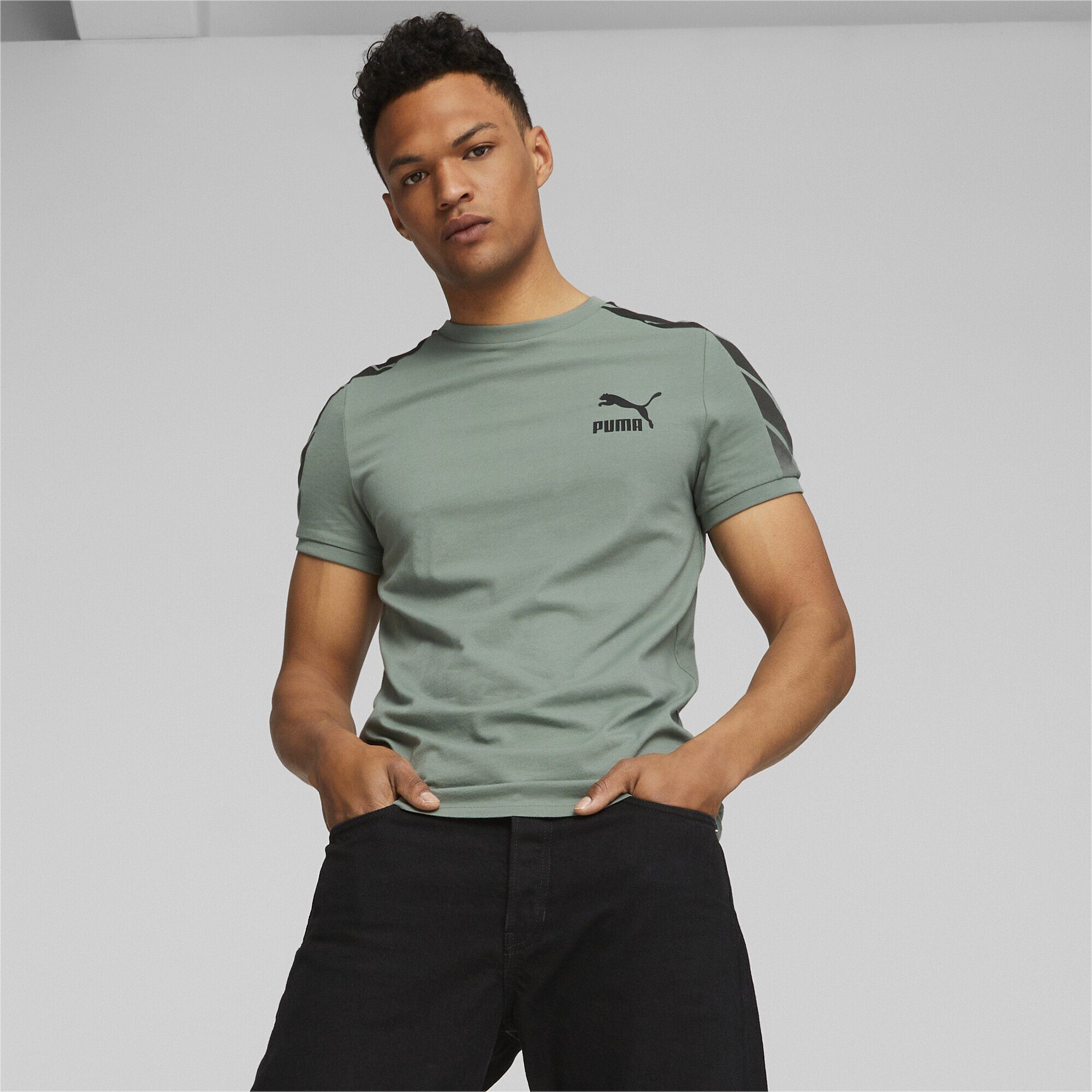 PUMA T-Shirt T7 Green Herren Sport Eucalyptus T-Shirt