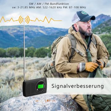 GelldG Kleines Radio Batteriebetrieben FM/AM/SW, Mini Tragbare Radios Radio