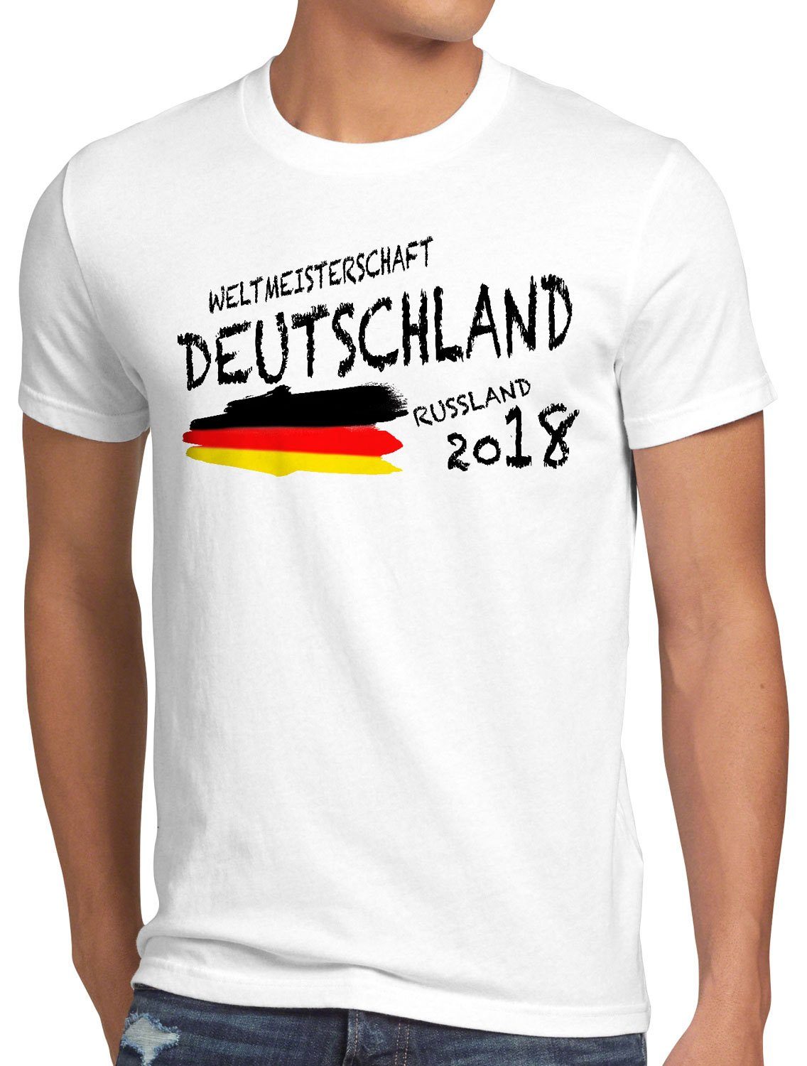 Herren Trikot Fanartikel style3 Fussball EM Print-Shirt T-Shirt Europameisterschaft weiß WM Deutschland
